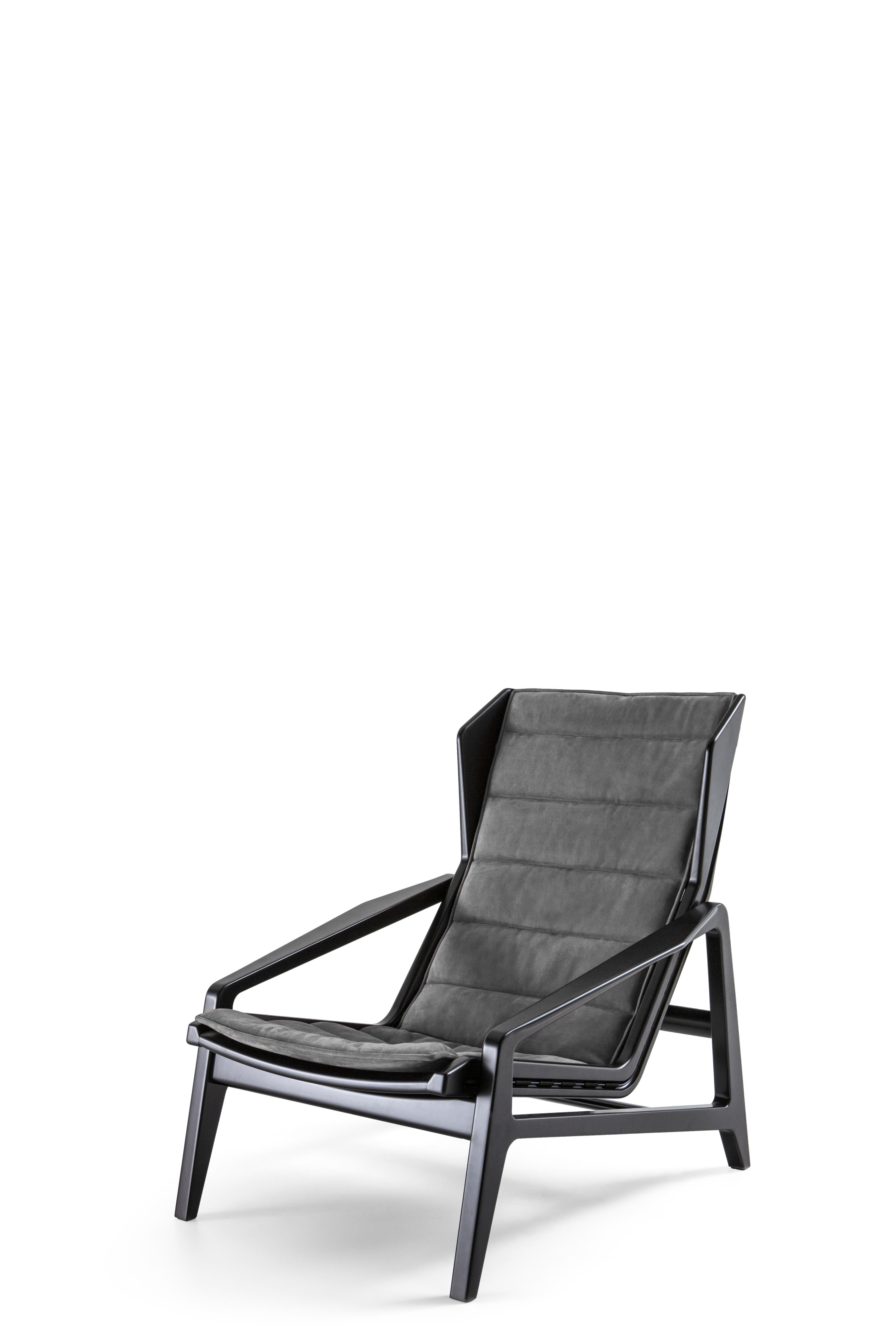 Black (K3732_Anthracite) Armchair in Chenille and Glossy Black Wood Molteni&C by Gio Ponti - D.156.3 2