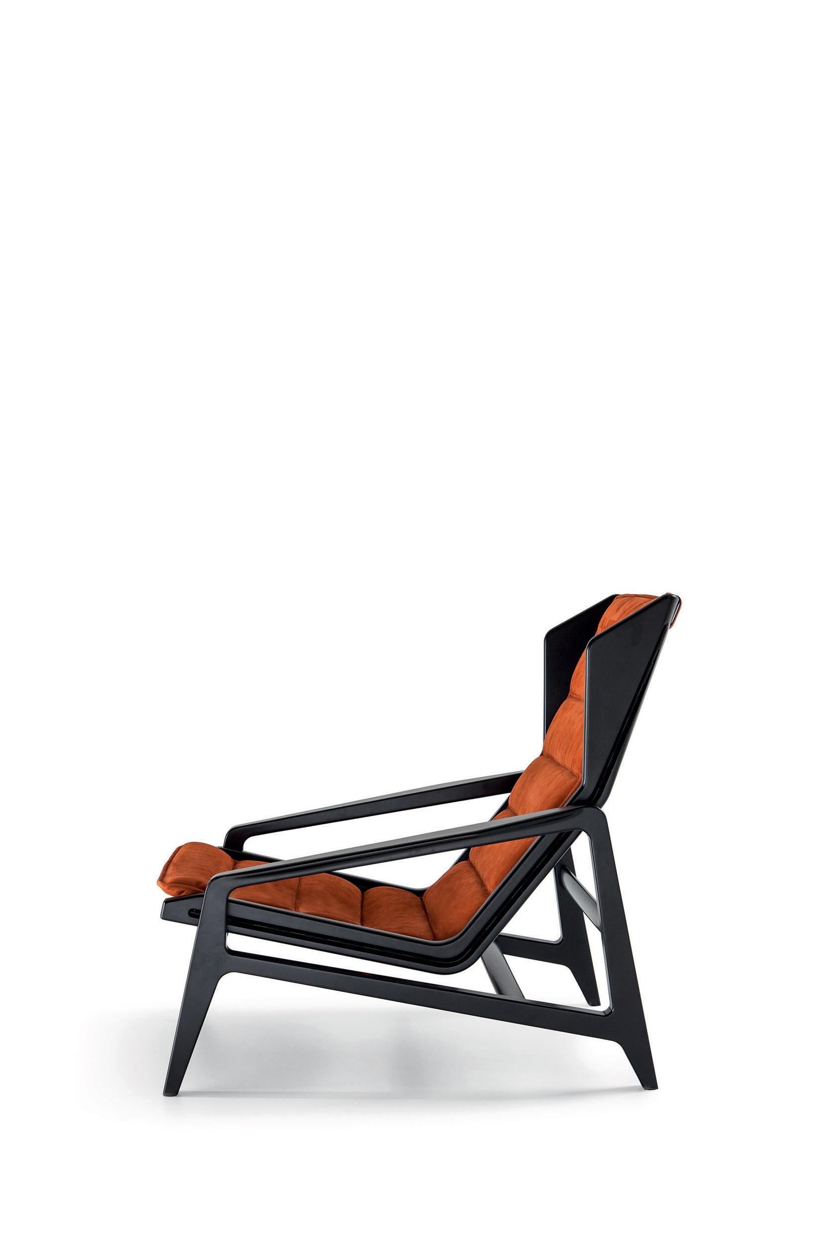 Brown (SD974_Rust) Armchair in Leather and Glossy Black Wood Molteni&C by Gio Ponti - D.156.3 3