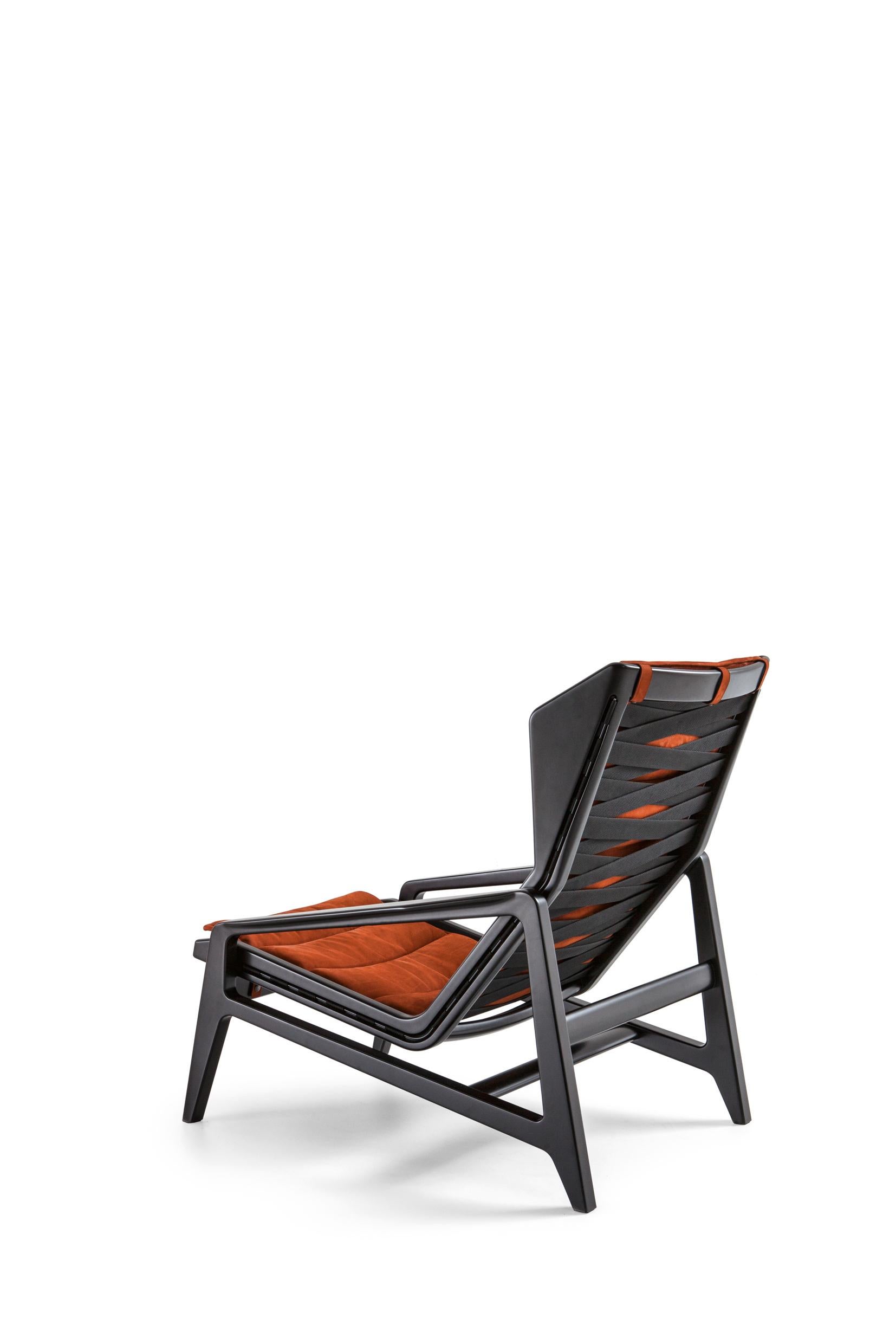 Brown (SD974_Rust) Armchair in Leather and Glossy Black Wood Molteni&C by Gio Ponti - D.156.3 4