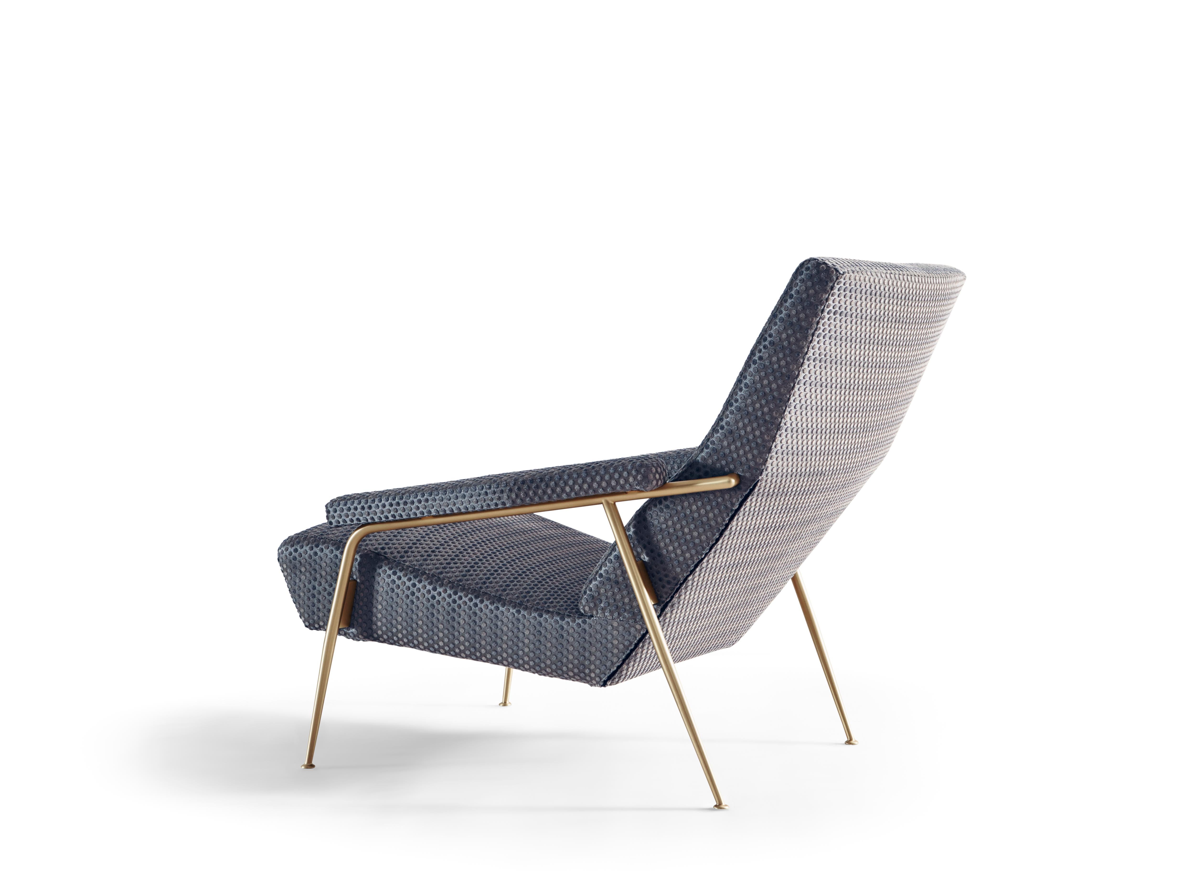 For Sale: Blue (GP010_Blue) Armchair in Dotty Velvet, Steel Molteni&C by Gio Ponti - D.153.1 - made in Italy 2