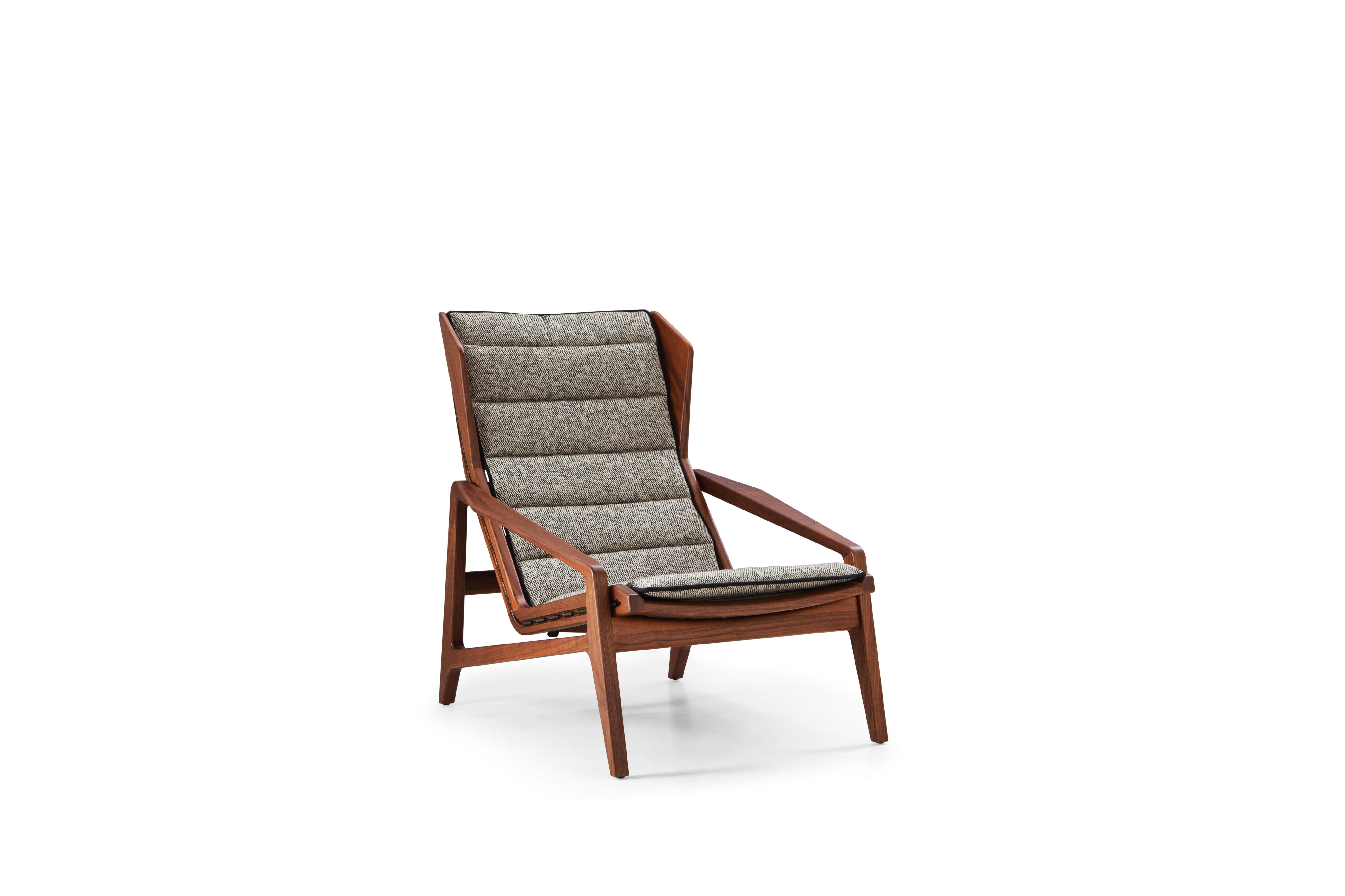 Gray (WD142_Green) Armchair in Canvas and American Walnut Molteni&C by Gio Ponti - D.156.3 2