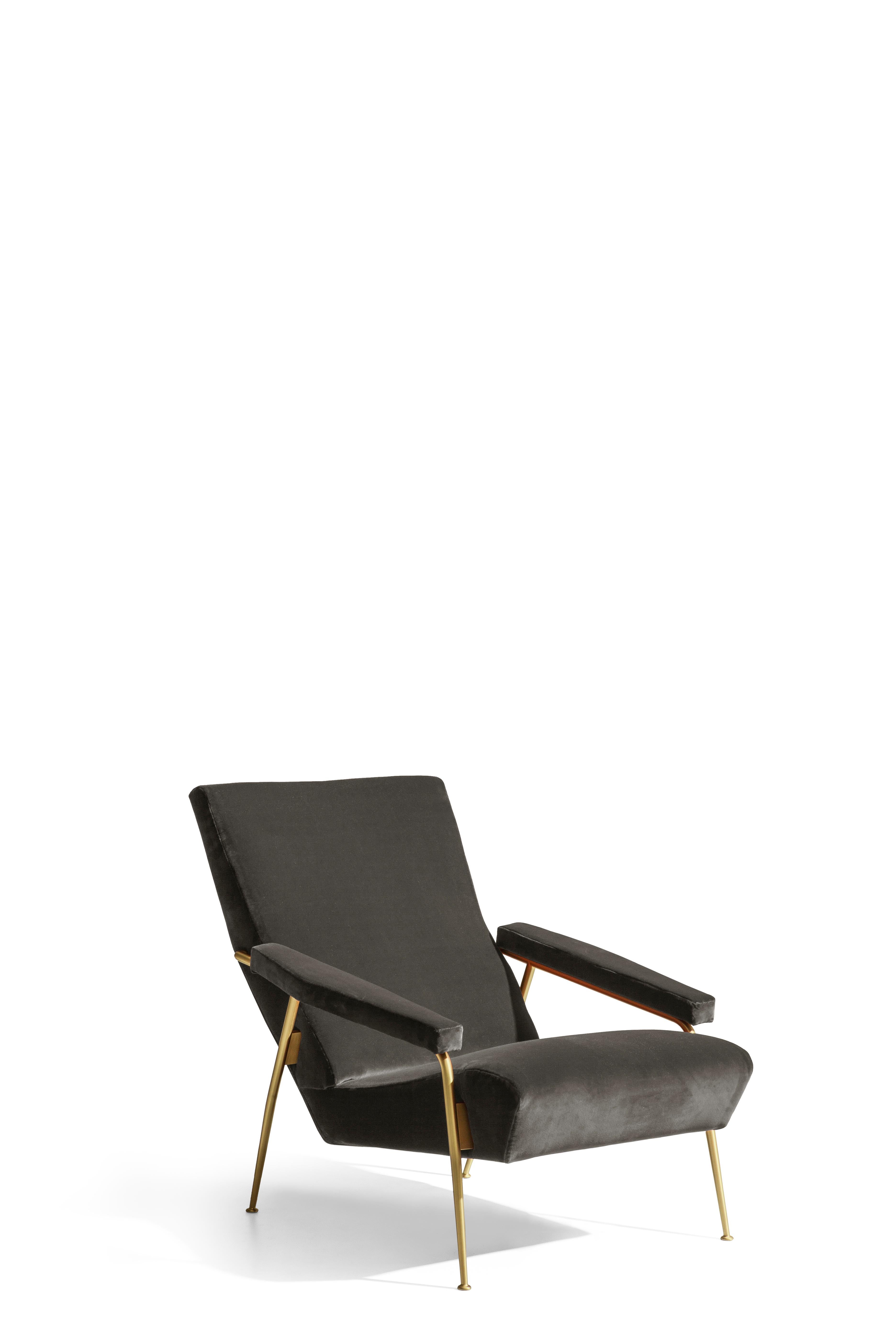 Black (W6296_Anthracite) Armchair in Velvet and Steel Molteni&C by Gio Ponti - D.153.1 - made in Italy 2