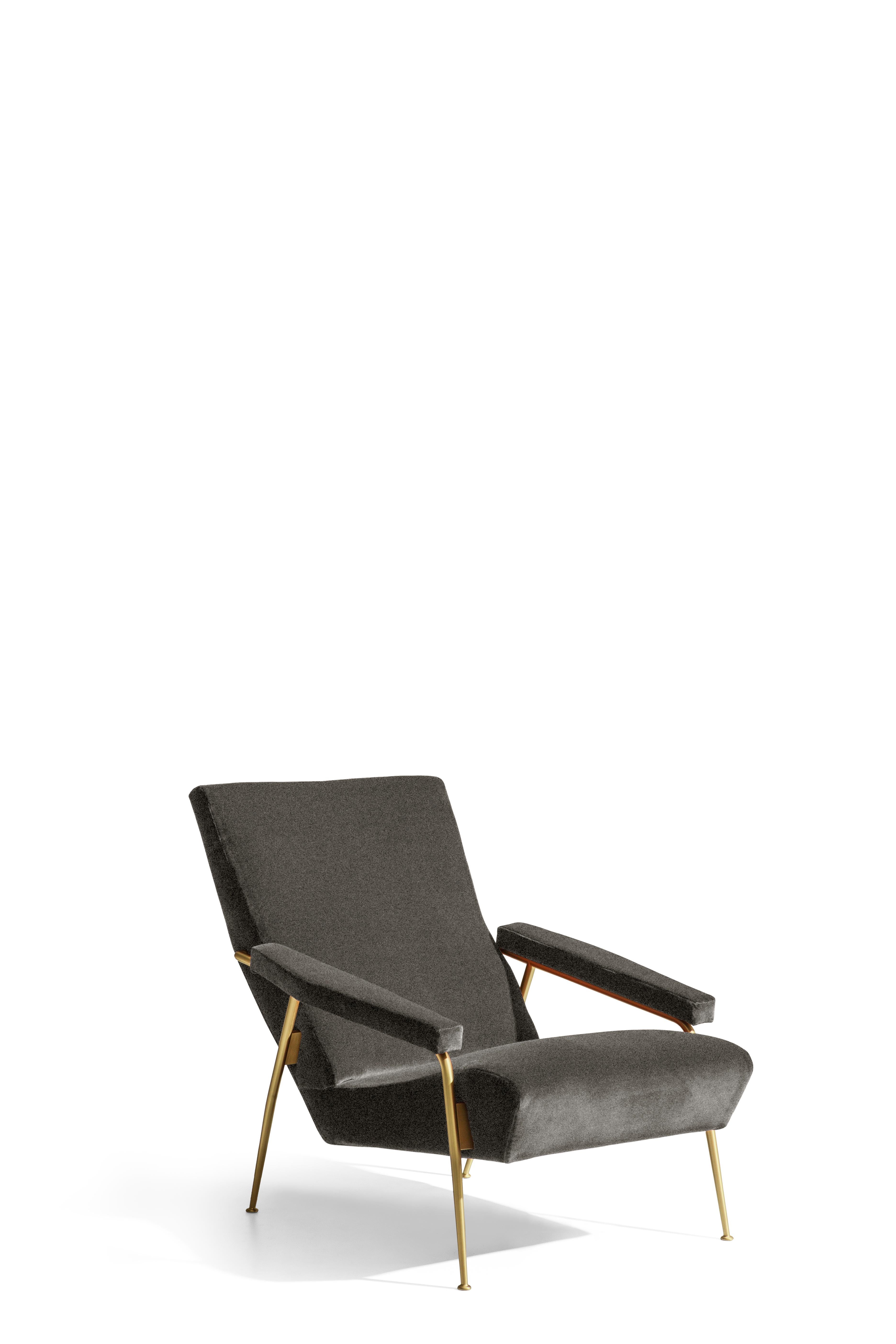 Black (WF395_Anthracite) Armchair in Chenille and Steel Molteni&C by Gio Ponti - D.153.1 - made in Italy 2