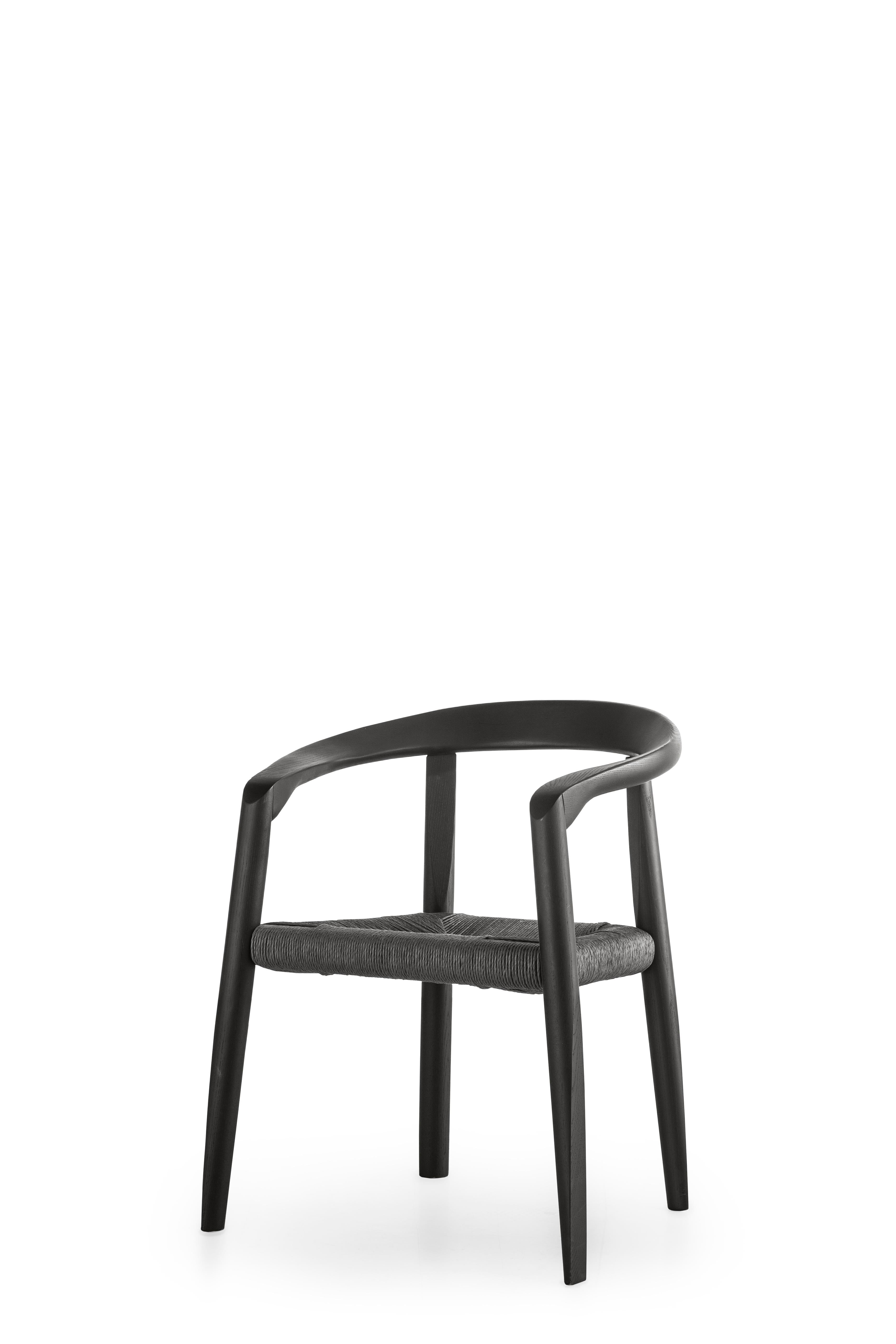 En vente : Gray (GR_grey) Chaise de salle à manger Molteni&C en bois de frêne noir tissé par Tobia Scarpa - fabriquée en Italie 2