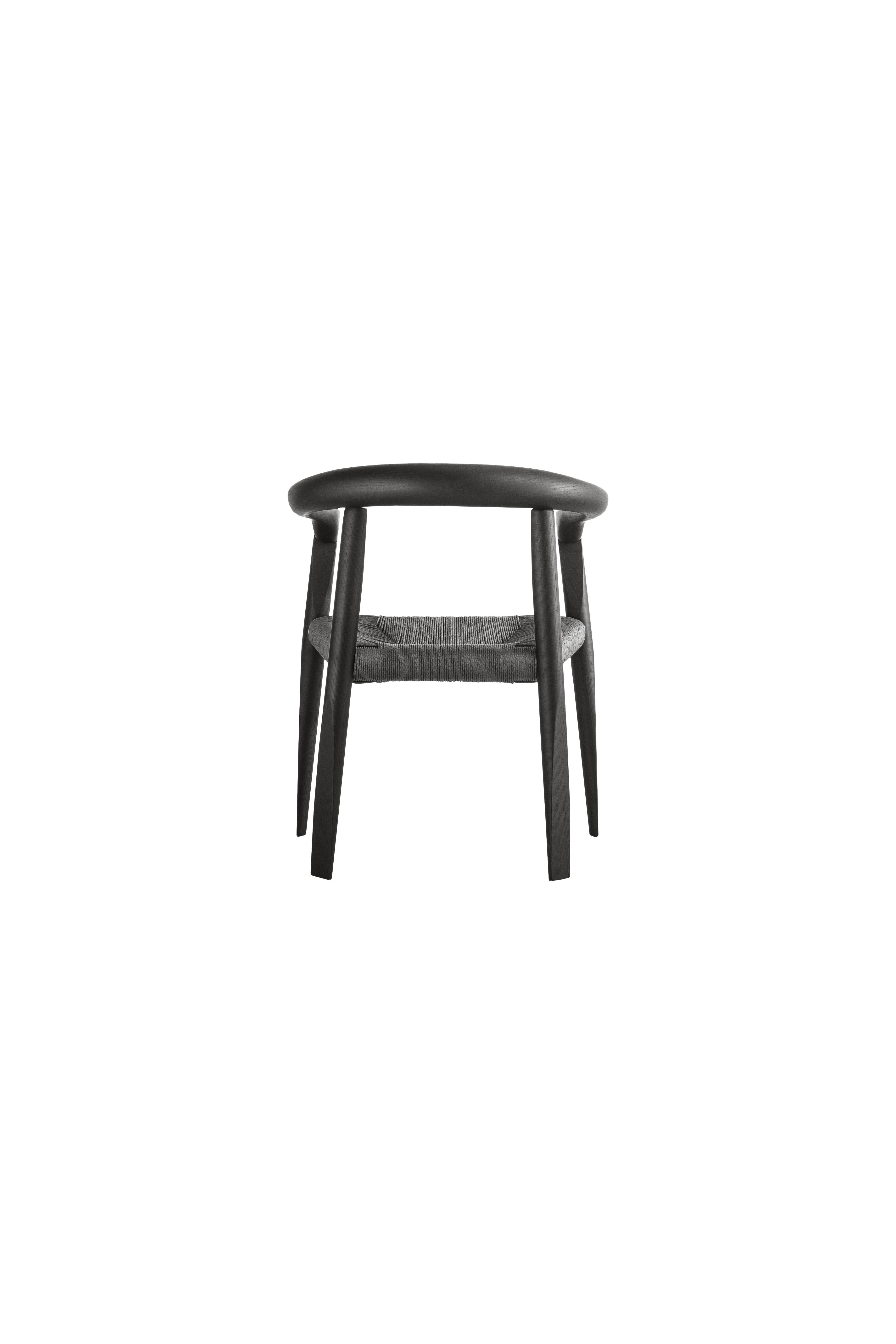 En vente : Gray (GR_grey) Chaise de salle à manger Molteni&C en bois de frêne noir tissé par Tobia Scarpa - fabriquée en Italie 3