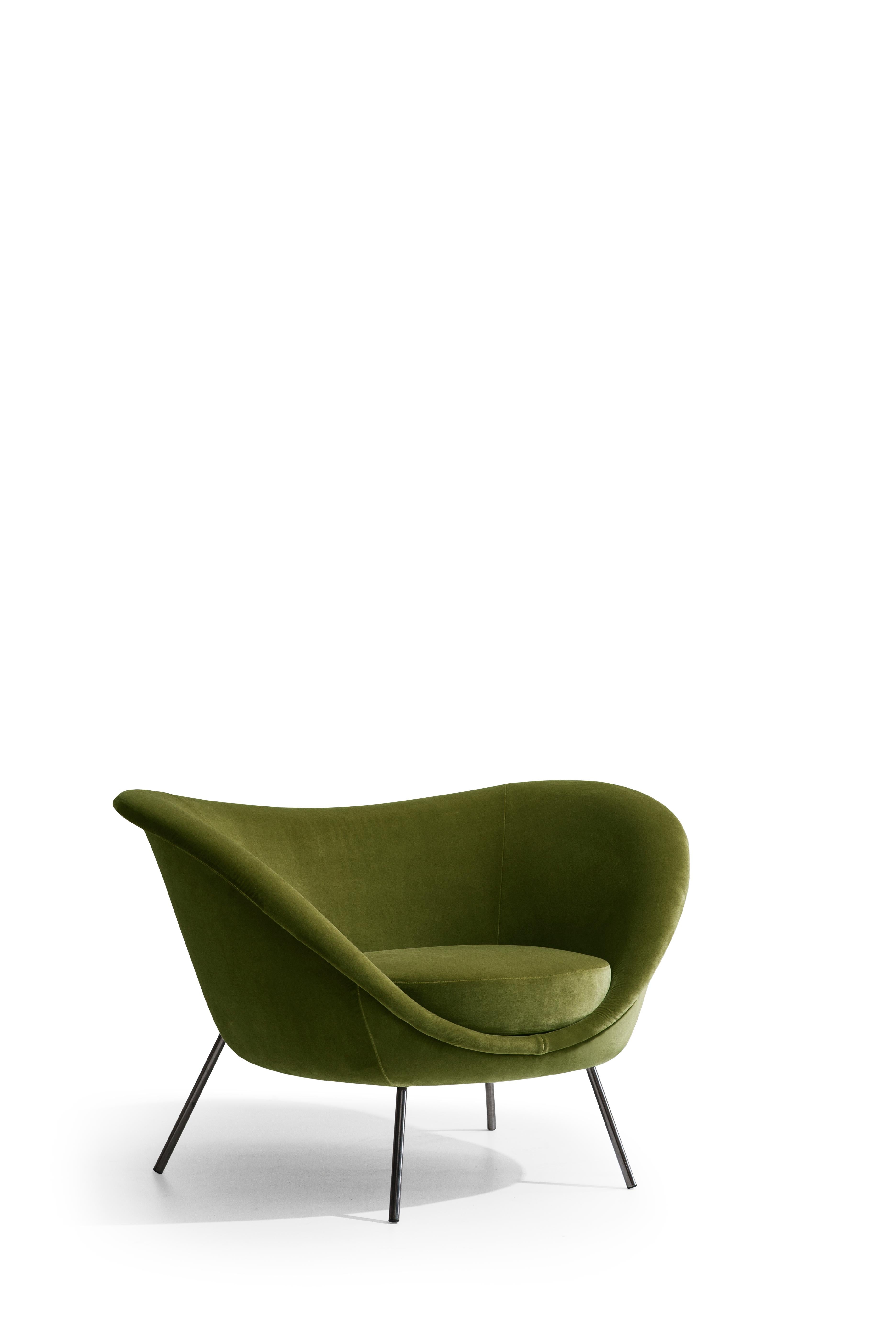 En vente : Green (W6242_Green) Fauteuil Molteni&amp;amp;C en velours de Gio Ponti D.154.2, fabriqué en Italie 2