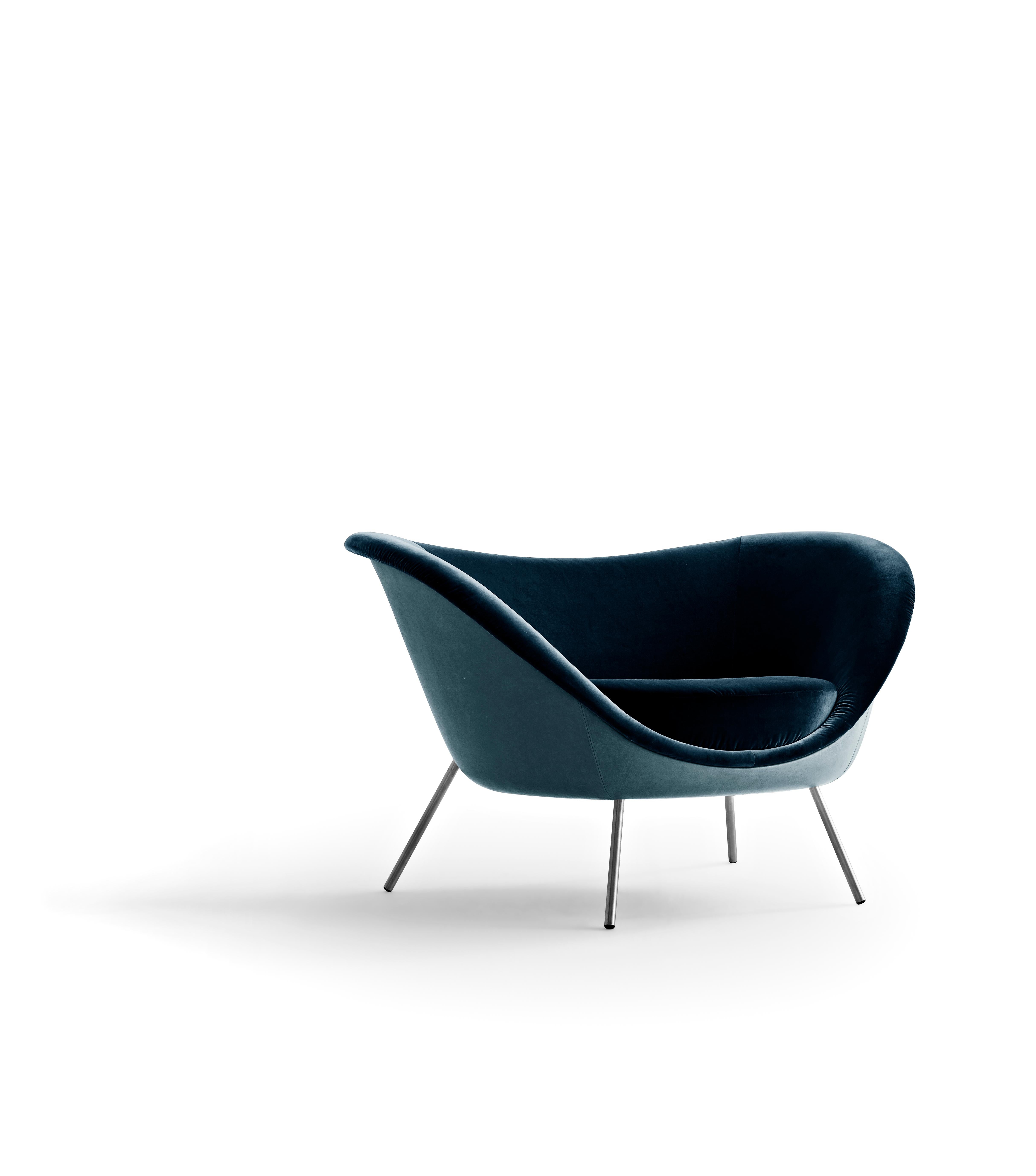 Blue (L154+W6281_Blue) D.154.2 Armchair in Leather Molteni&C by Gio Ponti - made in Italy 2