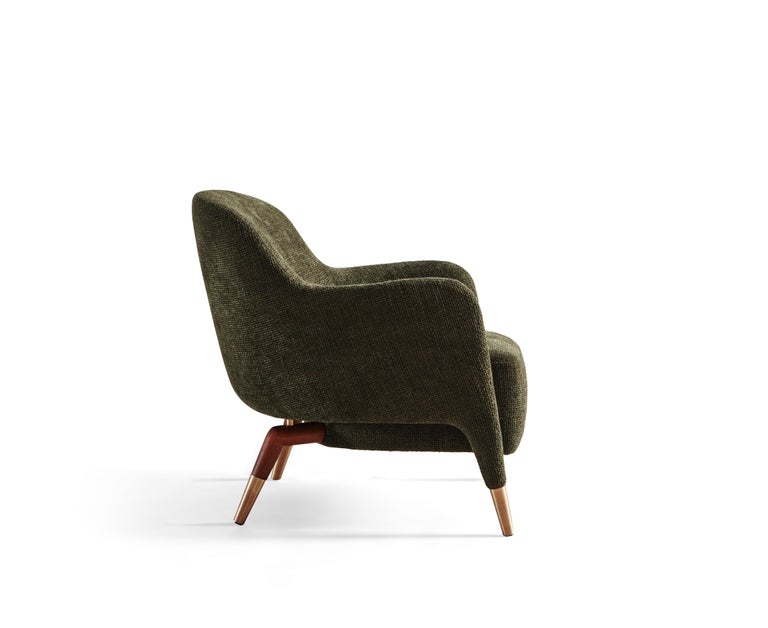 For Sale: Green (KD442_Green) Armchair in Chenille Molteni&C by Gio Ponti Design D.151.4 - made in Italy 3