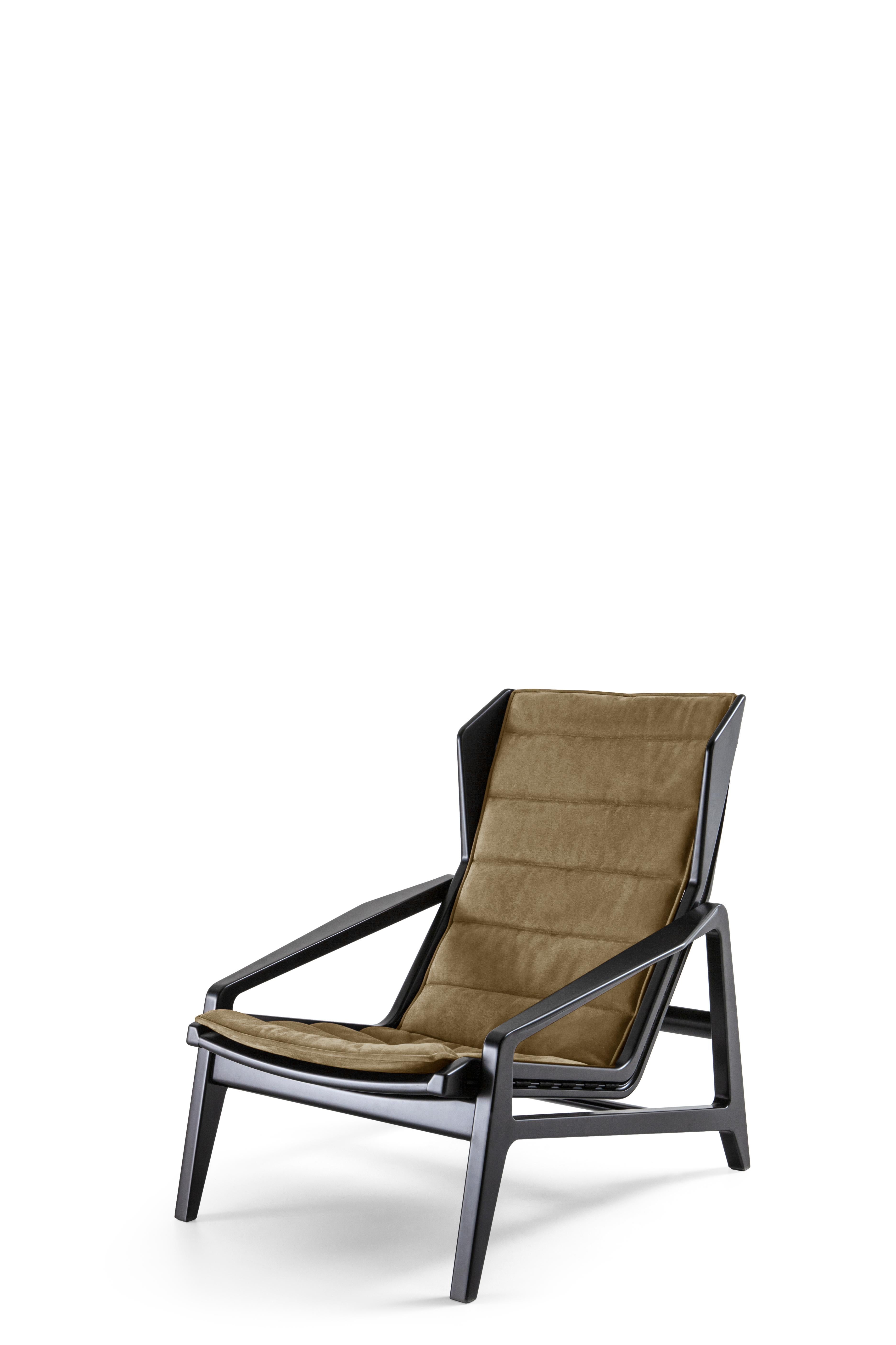 Brown (WE751_Yellow) Armchair in Canvas and Glossy Black Solid Wood Molteni&C by Gio Ponti - D.156.3 2