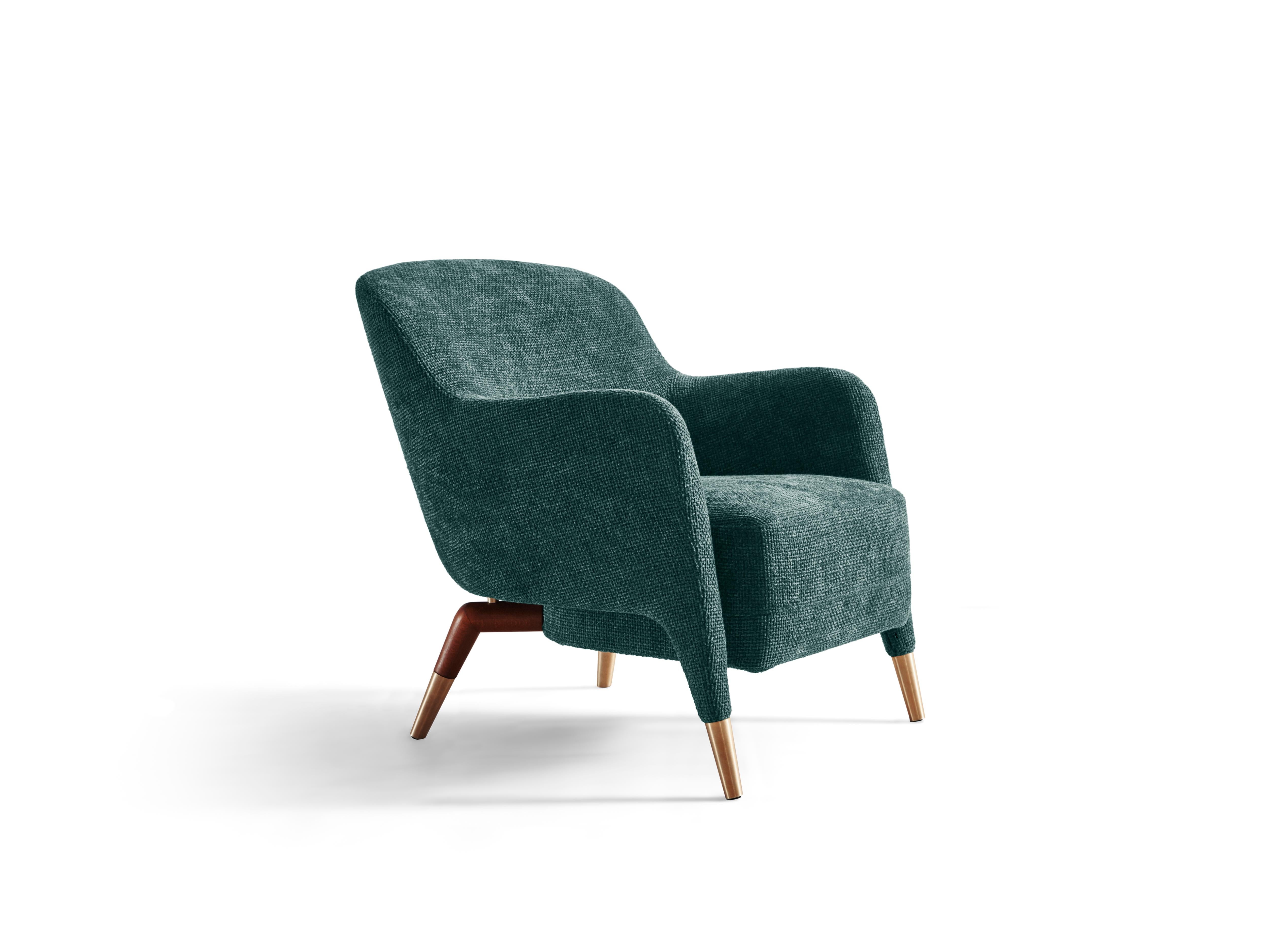 Blue (ZF688_Petroleum) Armchair in Boucle Fabric Molteni&C by Gio Ponti Design D.151.4 - made in Italy 2