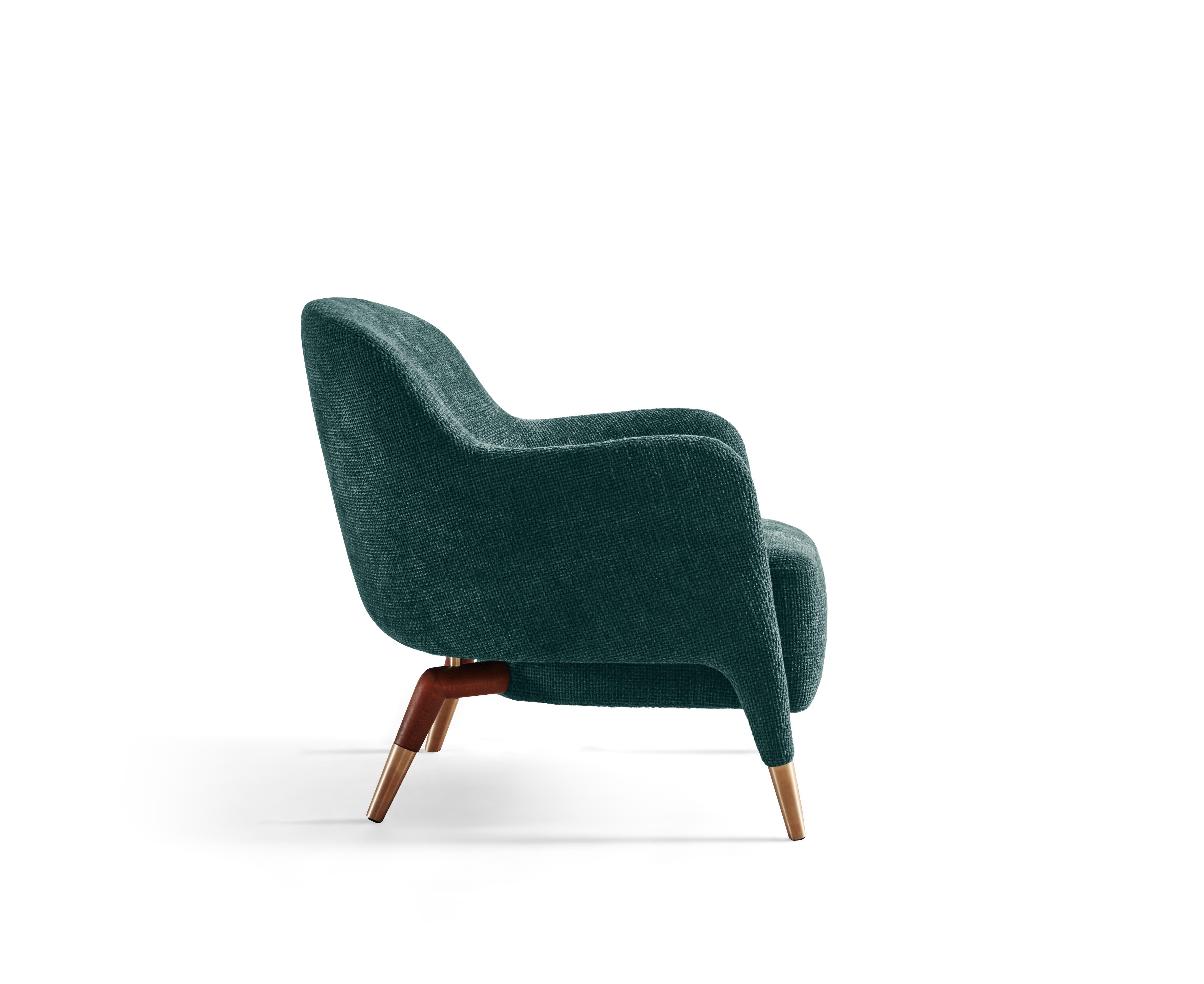 Blue (ZF688_Petroleum) Armchair in Boucle Fabric Molteni&C by Gio Ponti Design D.151.4 - made in Italy 3