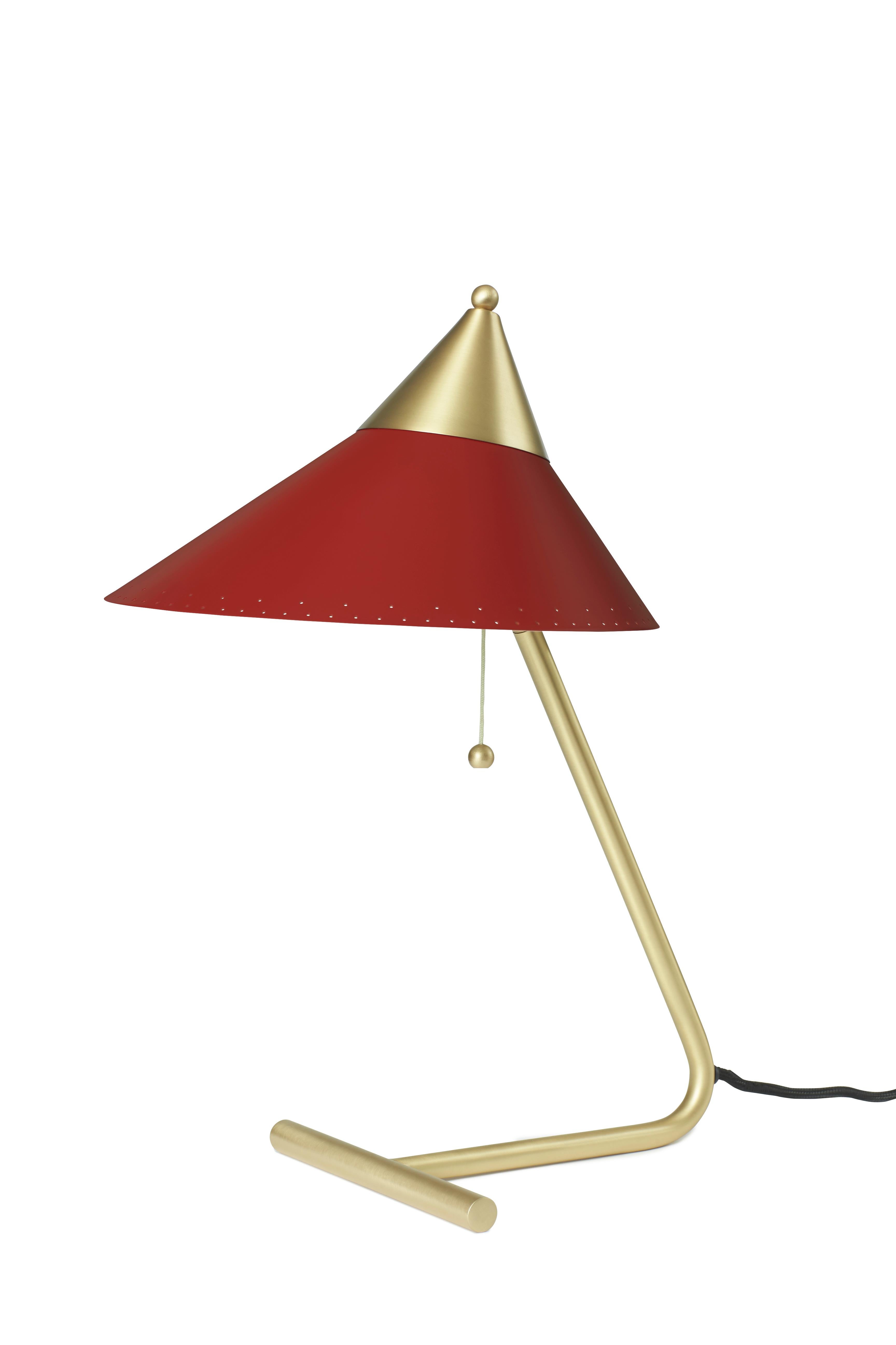 For Sale: Red (Red Grape) Brass Top Table Lamp, by Svend Aage Holm Sorensen from Warm Nordic