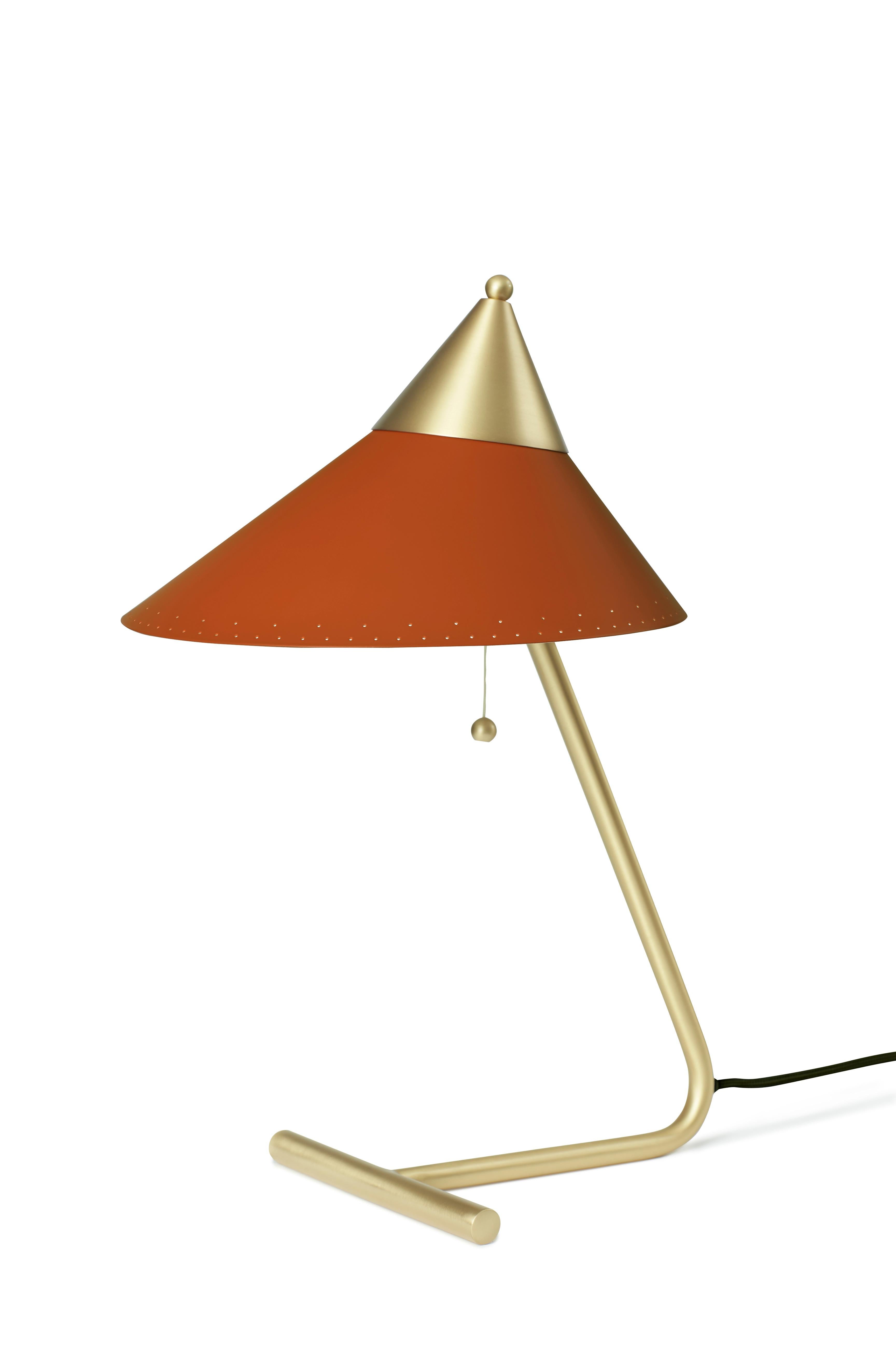 For Sale: Red (Rusty Red) Brass Top Table Lamp, by Svend Aage Holm Sorensen from Warm Nordic