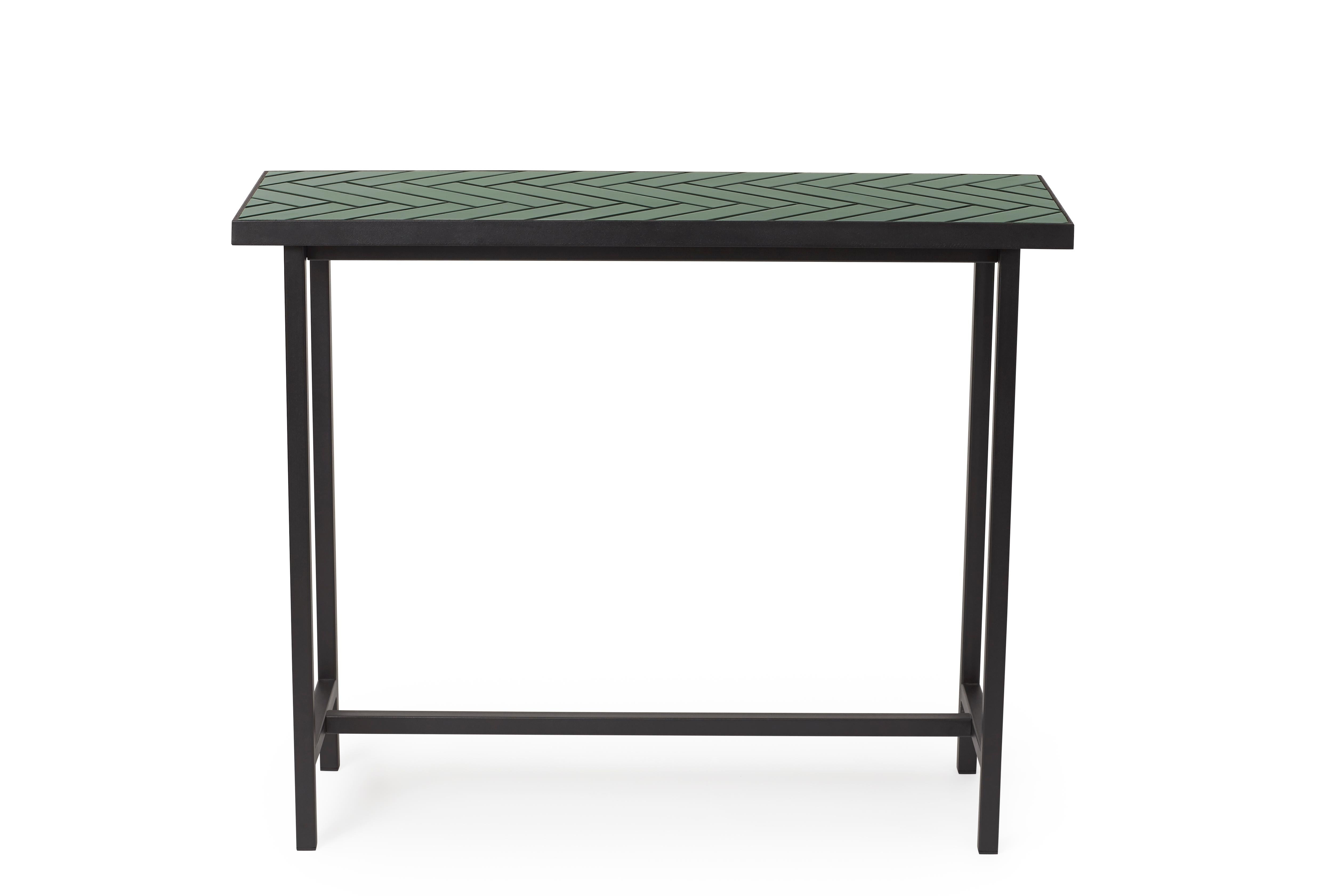 For Sale: Green (Forest green) Herringbone Console Table, by Charlotte Høncke from Warm Nordic