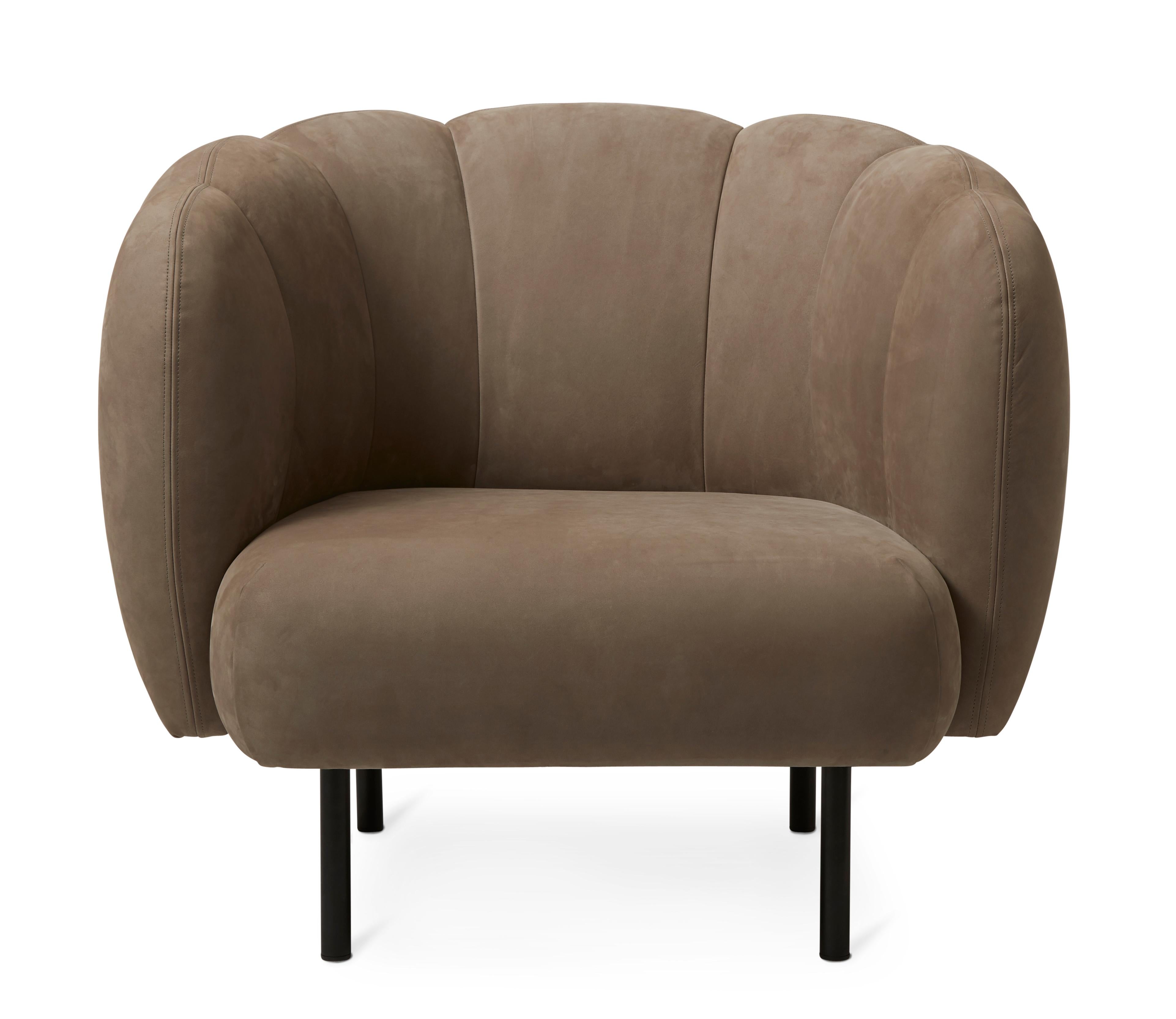 For Sale: Brown (Nabuk Seppia) Cape Lounge Chair with Stitches, by Charlotte Høncke from Warm Nordic