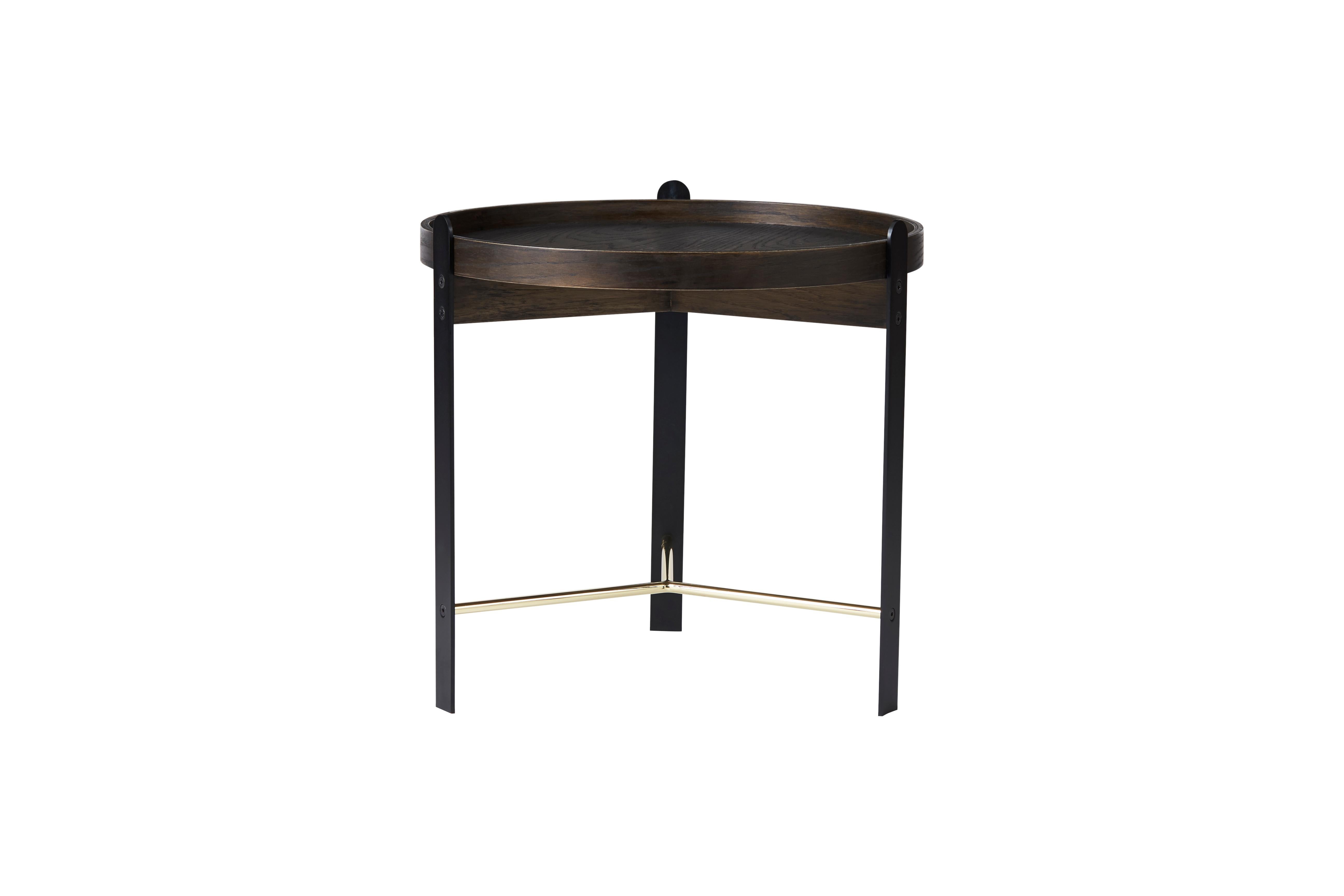 For Sale: Brown (Smoked Oak/Brass/Black) Compose Side Table, by Charlotte Høncke from Warm Nordic