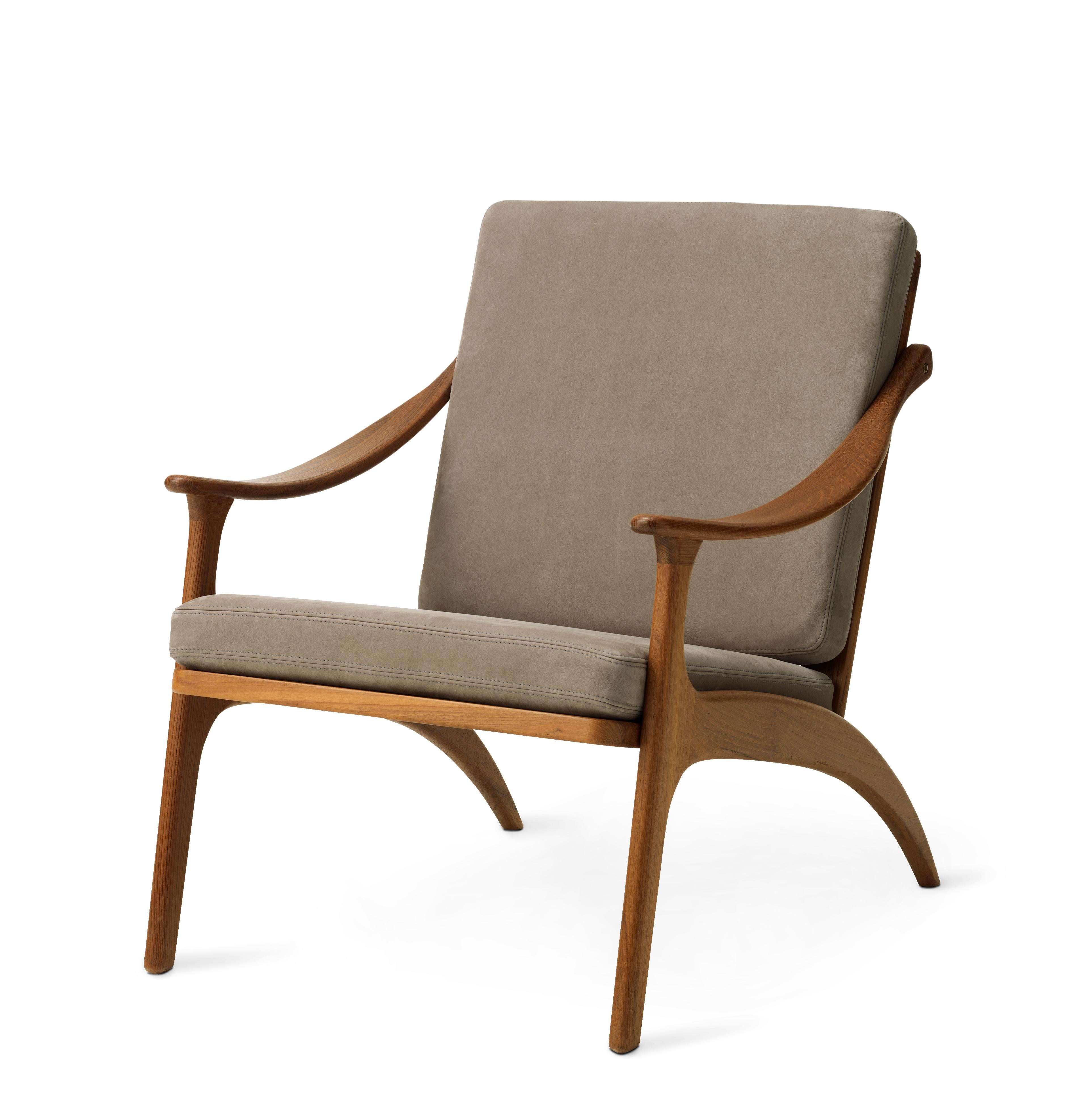 For Sale: Brown (Nabuk Seppia) Lean Back Monochrome Lounge Chair in Teak, by Arne Hovmand-Olsen from Warm