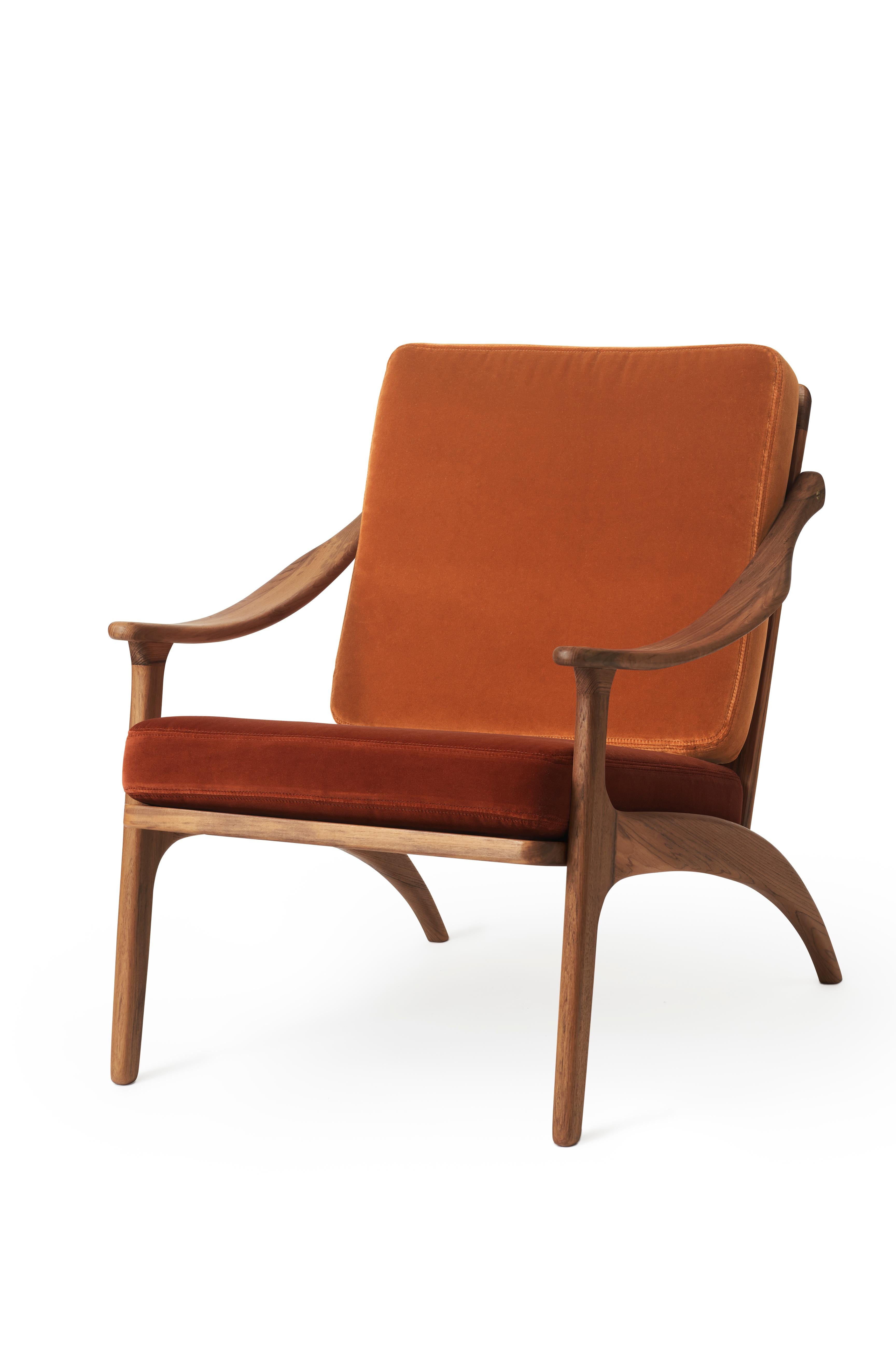 For Sale: Orange (Ritz 8008,3701) Lean Back Lounge Two-Tone Chair in Teak, by Arne Hovmand-Olsen from Warm Nordic