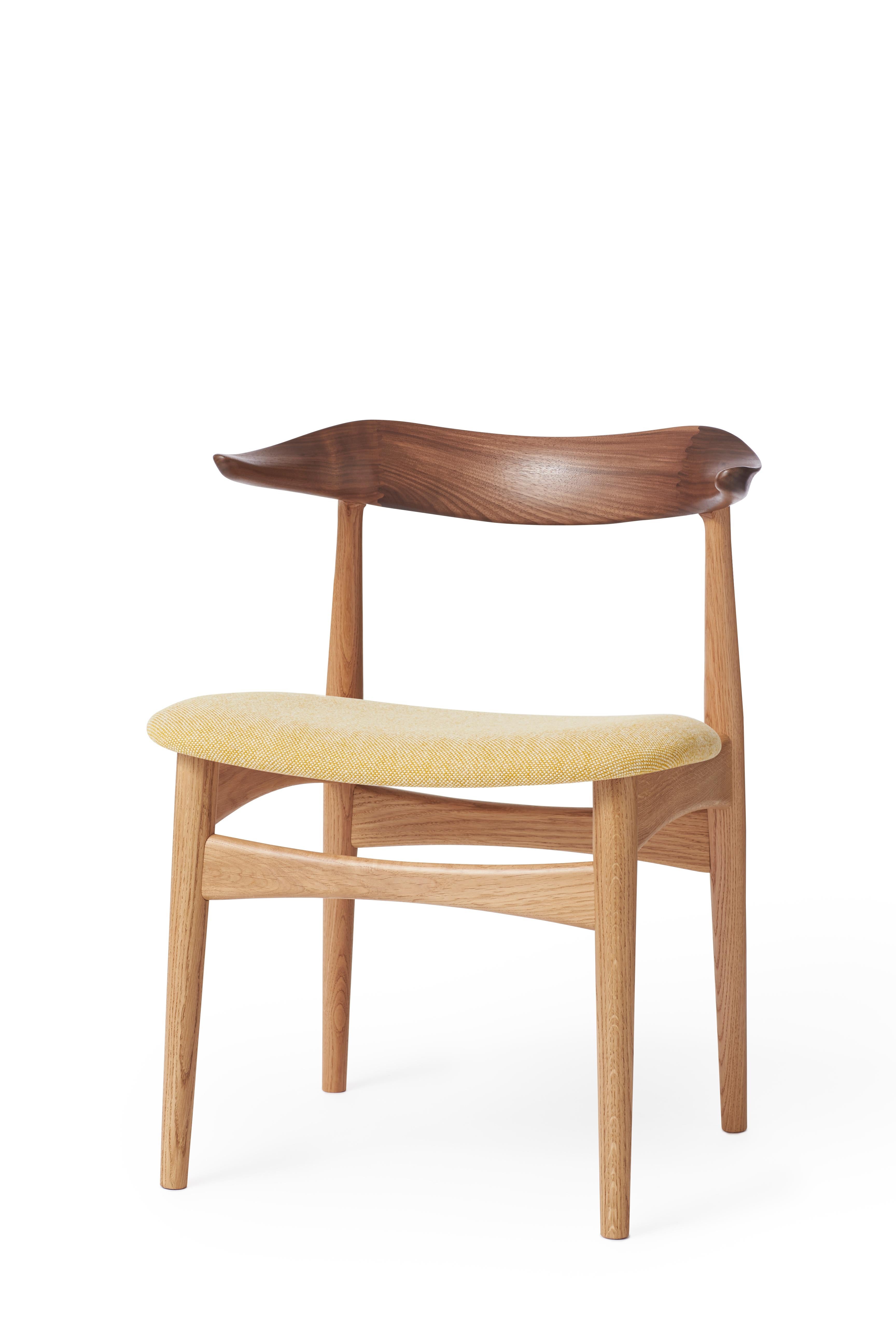 For Sale: Yellow (Halling 407) Cow Horn Mixed Wood Chair, by Knud Færch from Warm Nordic 2
