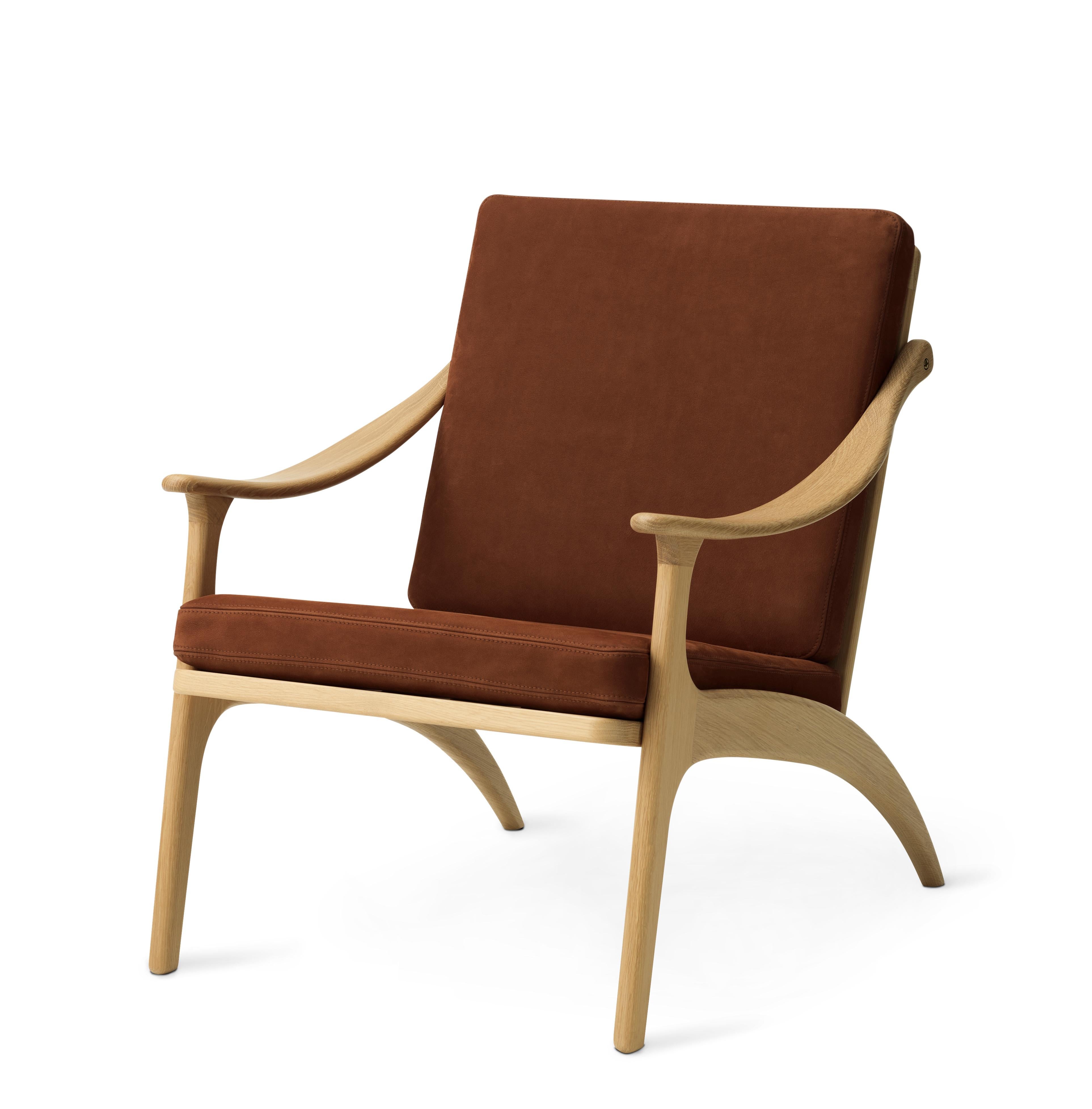 For Sale: Brown (Nabuk Terra) Lean Back Monochrome Lounge Chair in Oak, by Arne Hovmand-Olsen from Warm Nordic