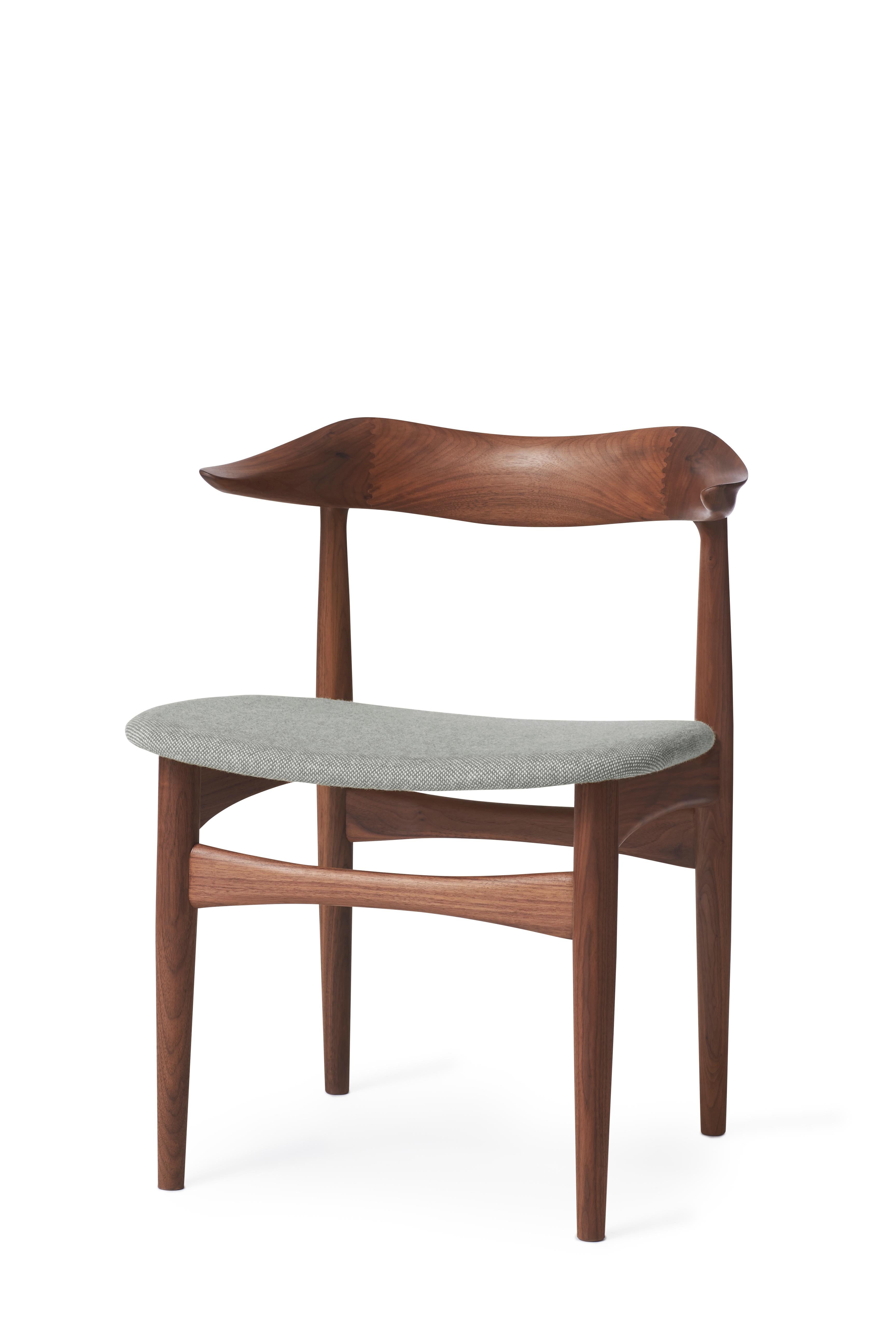 For Sale: Gray (Hallingdal 116) Cow Horn Walnut Chair, by Knud Færch from Warm Nordic 2