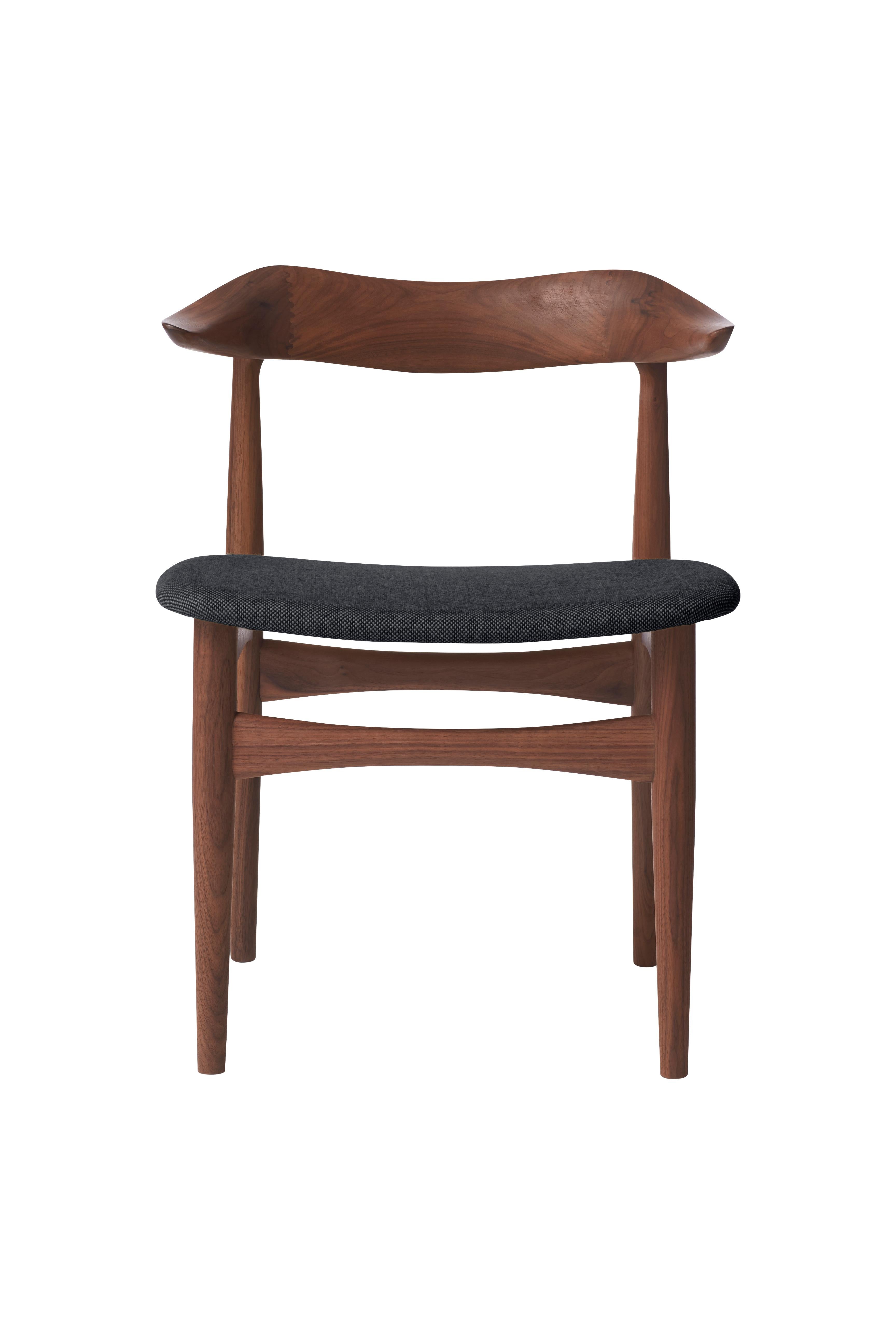 For Sale: Black (Hallingdal 180) Cow Horn Walnut Chair, by Knud Færch from Warm Nordic