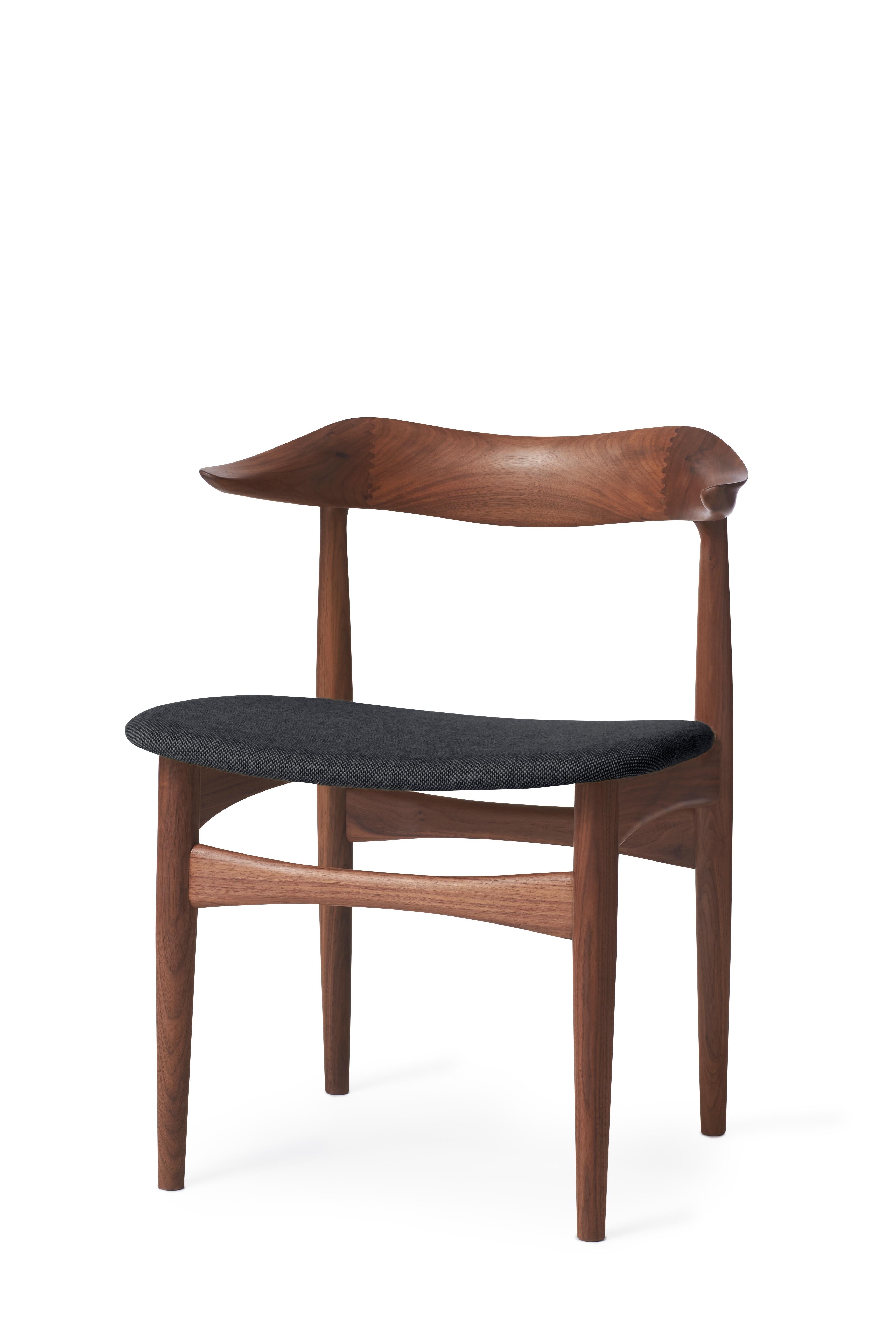 For Sale: Black (Hallingdal 180) Cow Horn Walnut Chair, by Knud Færch from Warm Nordic 2