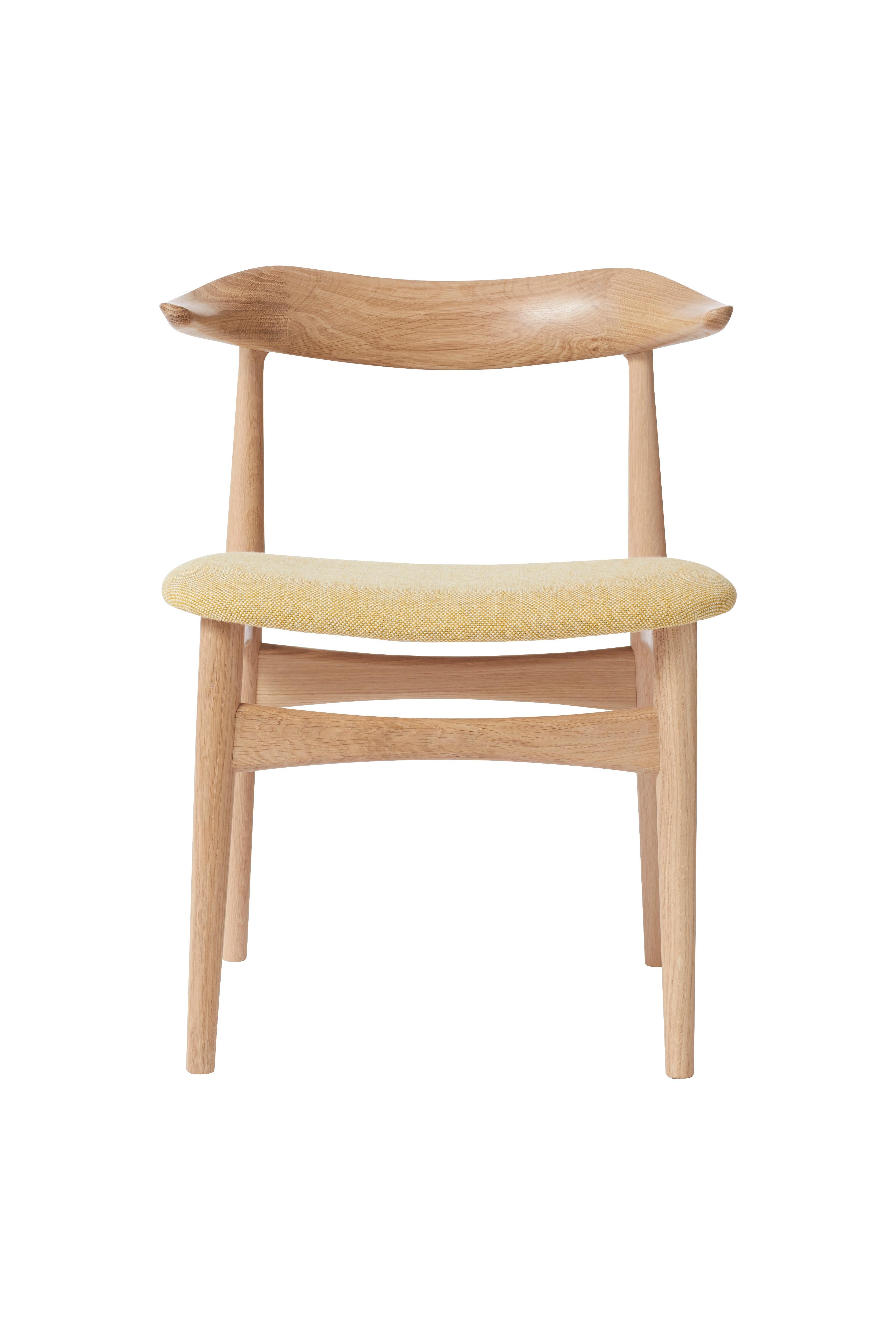 For Sale: Yellow (Hallingdal 407) Cow Horn Oak Chair, by Knud Færch from Warm Nordic