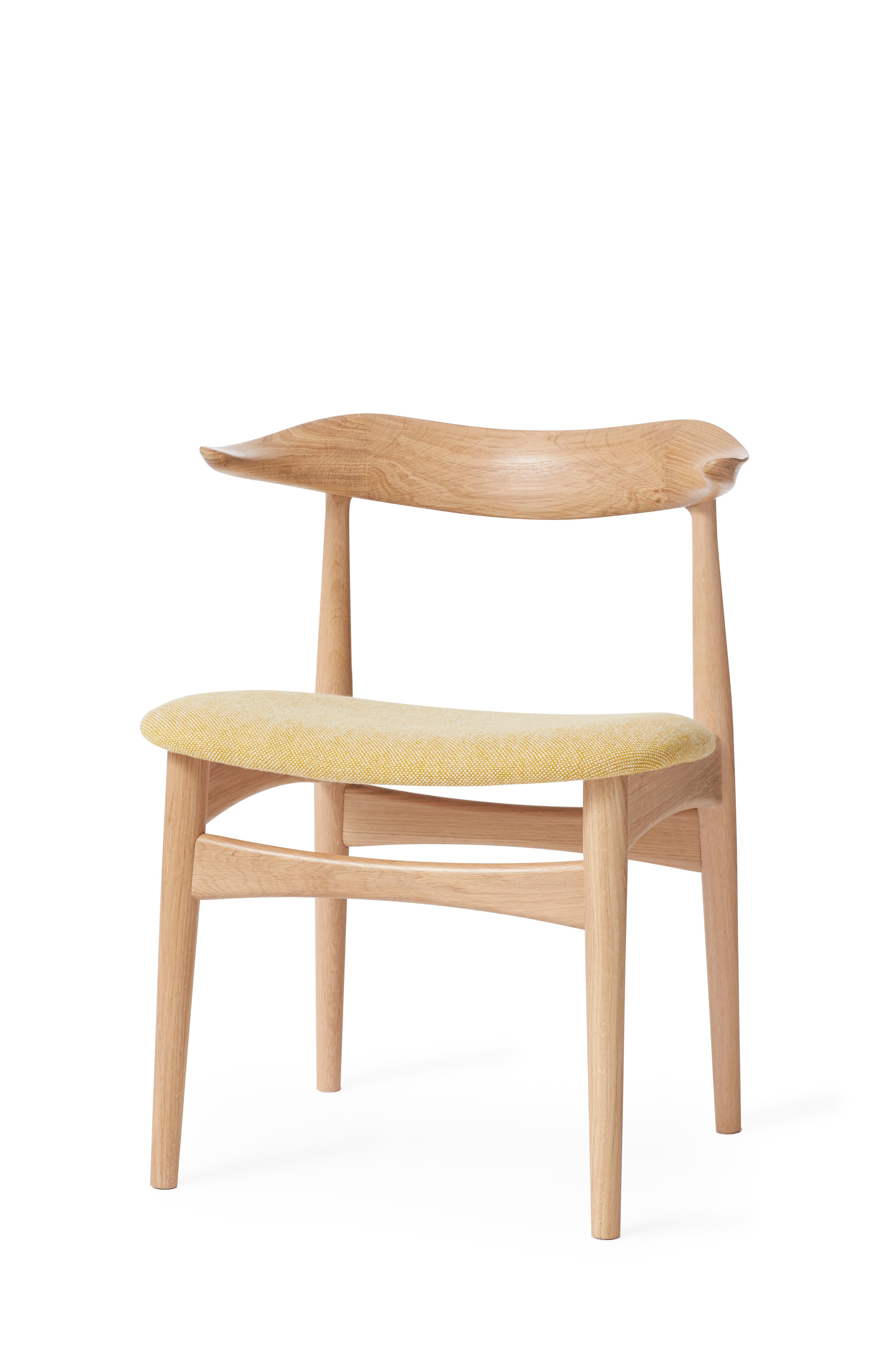 For Sale: Yellow (Hallingdal 407) Cow Horn Oak Chair, by Knud Færch from Warm Nordic 2