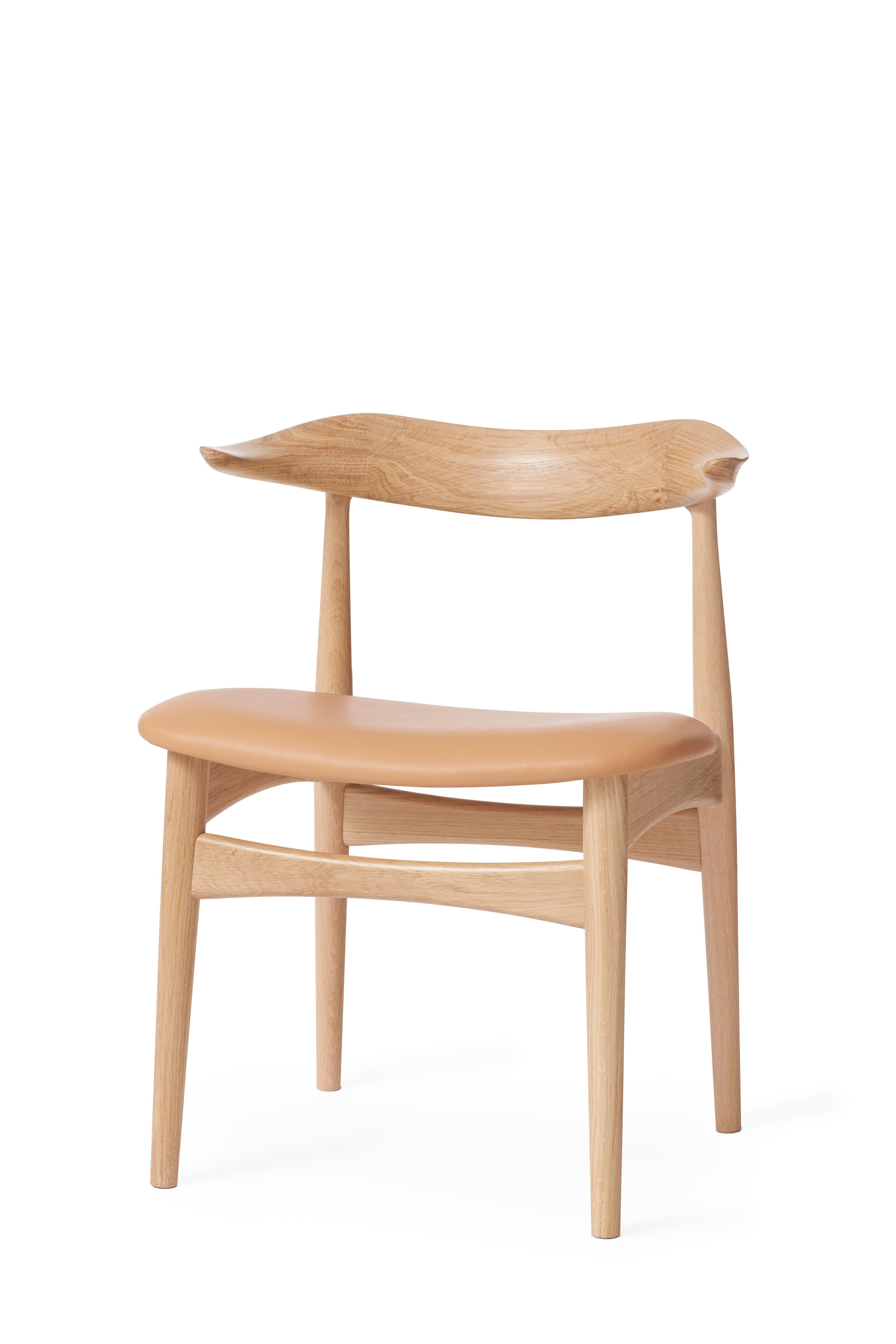 For Sale: Pink (Soavé) Cow Horn Oak Chair, by Knud Færch from Warm Nordic 2