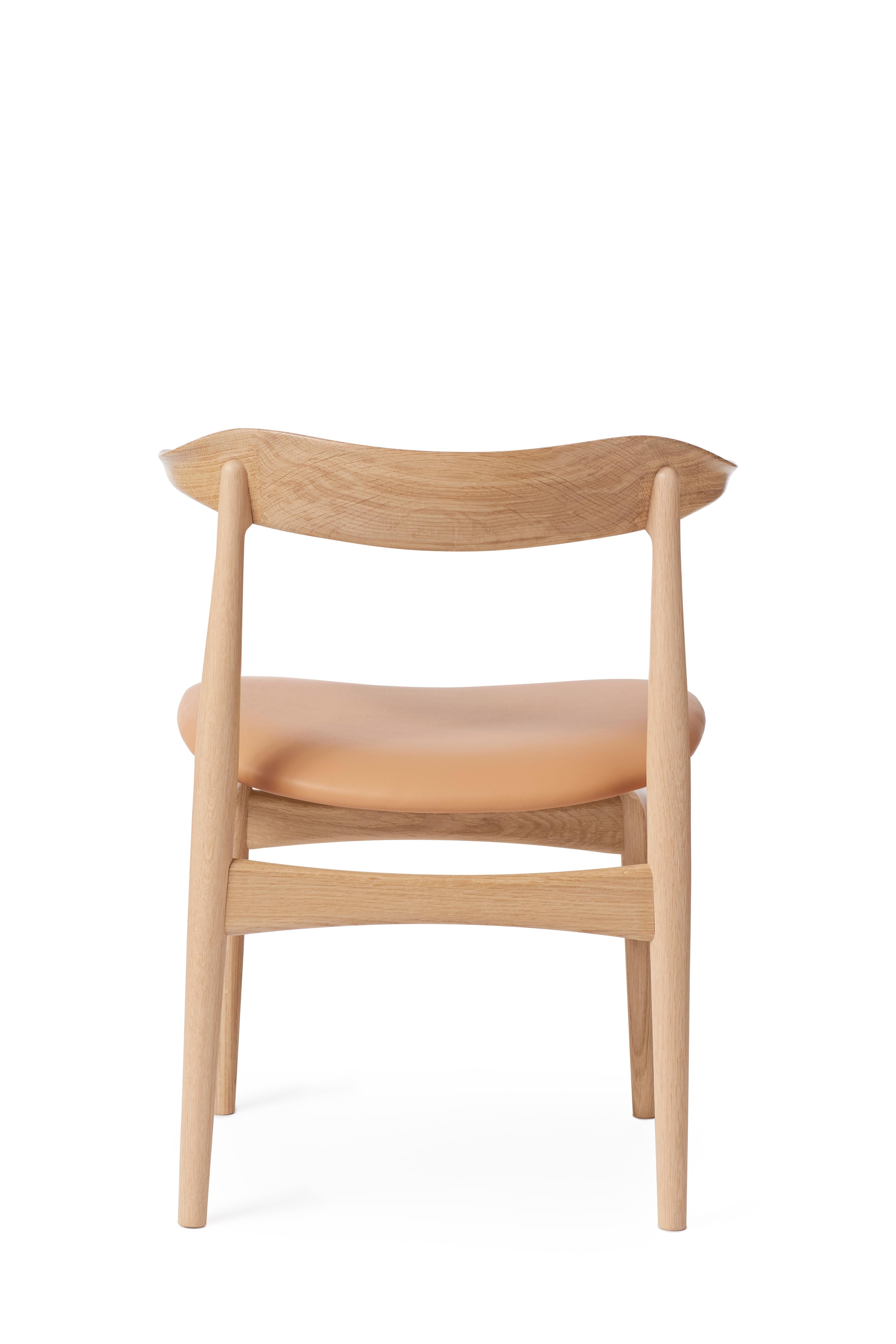 For Sale: Pink (Soavé) Cow Horn Oak Chair, by Knud Færch from Warm Nordic 3