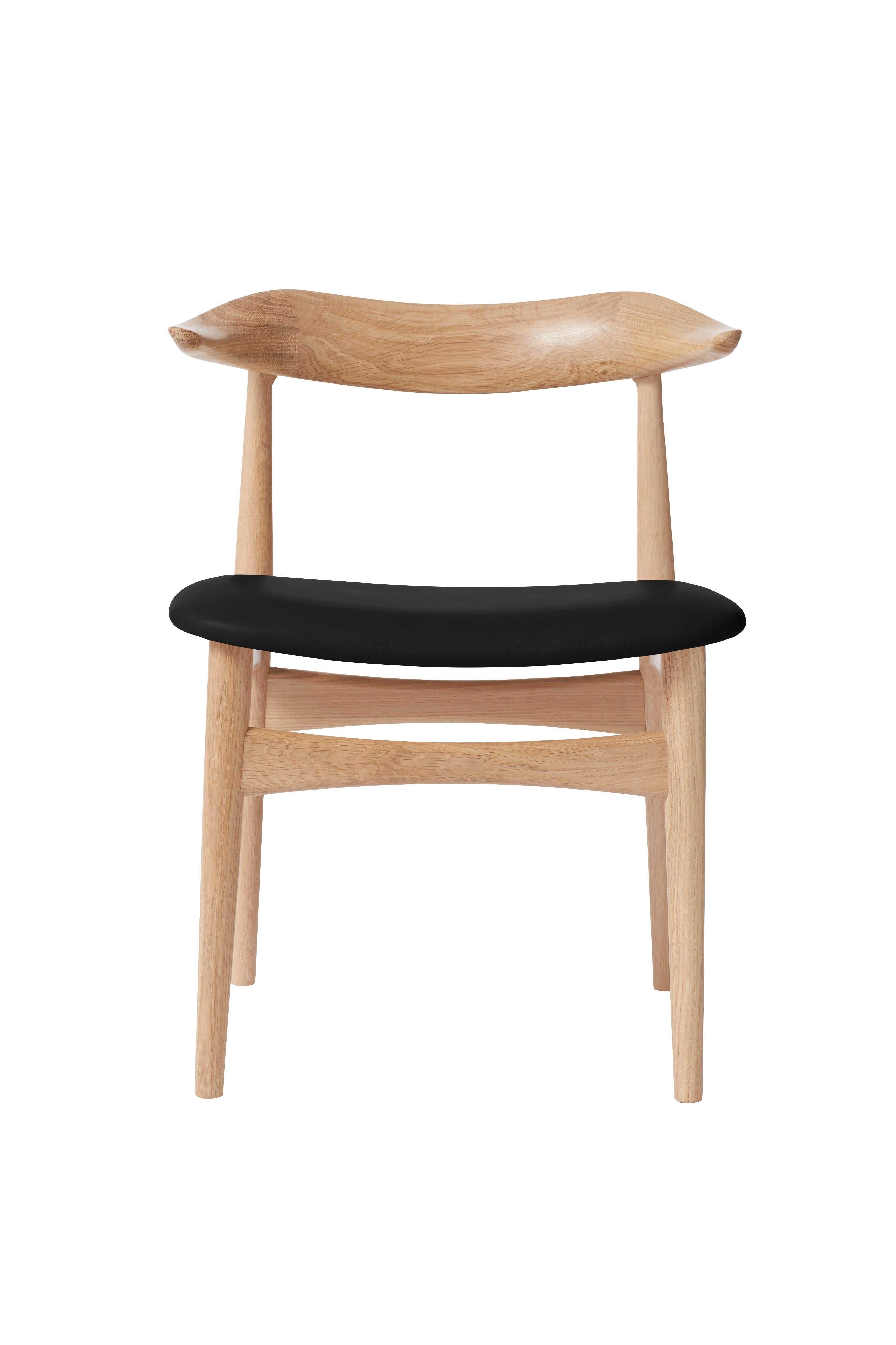 For Sale: Black (Prescott 207) Cow Horn Oak Chair, by Knud Færch from Warm Nordic