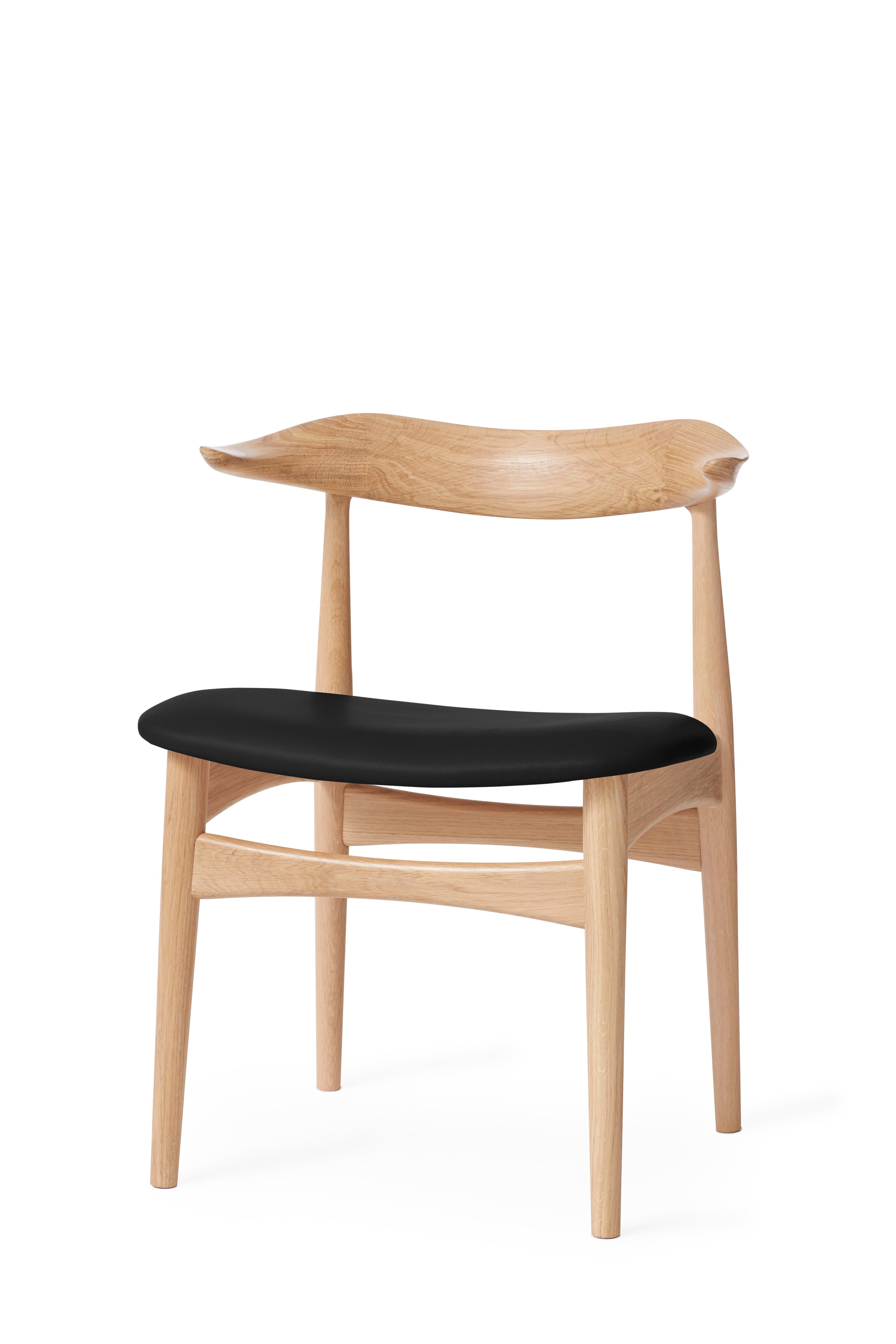 For Sale: Black (Prescott 207) Cow Horn Oak Chair, by Knud Færch from Warm Nordic 2
