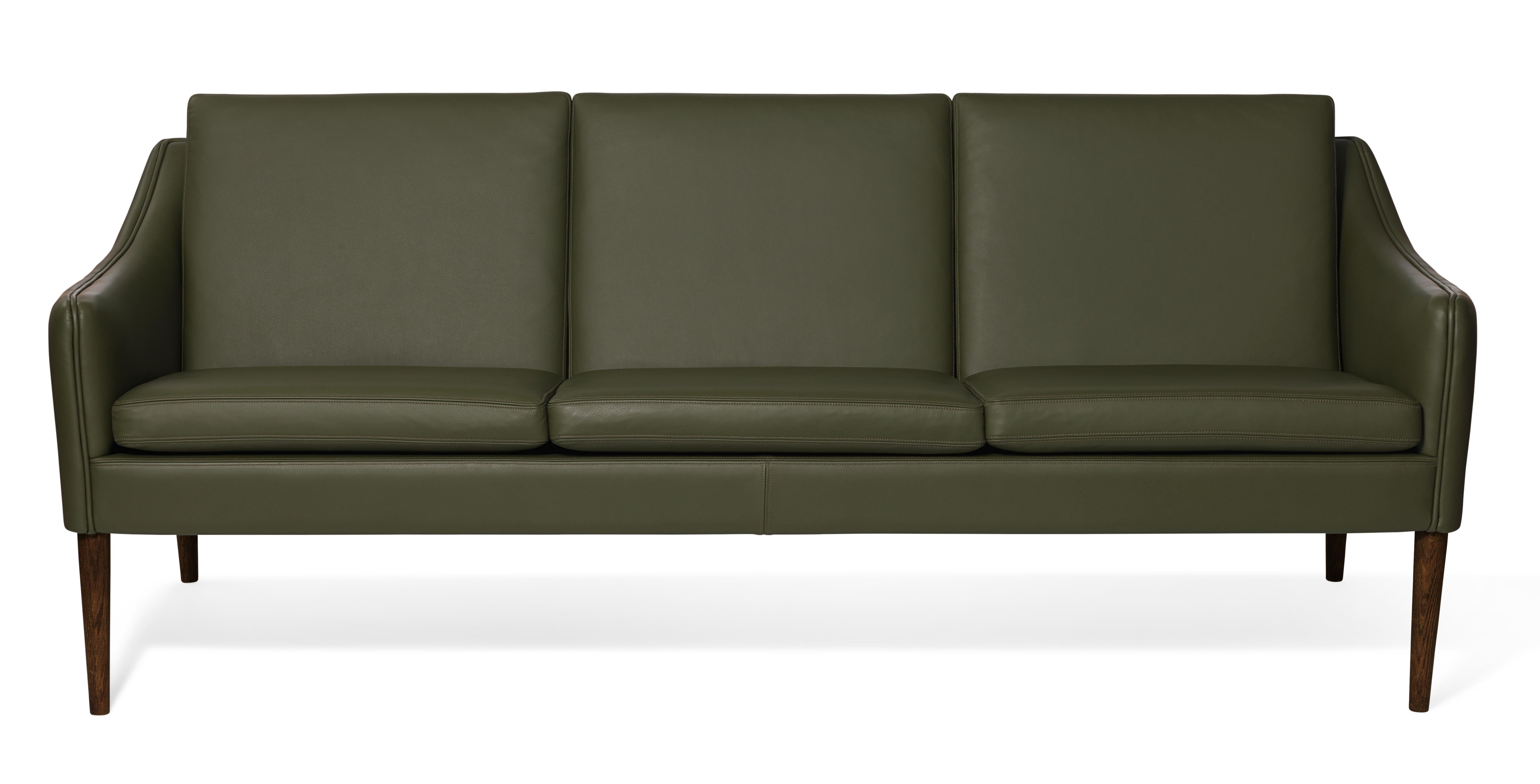 For Sale: Green (Challenger Pickle green) Mr. Olsen 3-Seat Sofa with Walnut Legs, by Hans Olsen from Warm Nordic