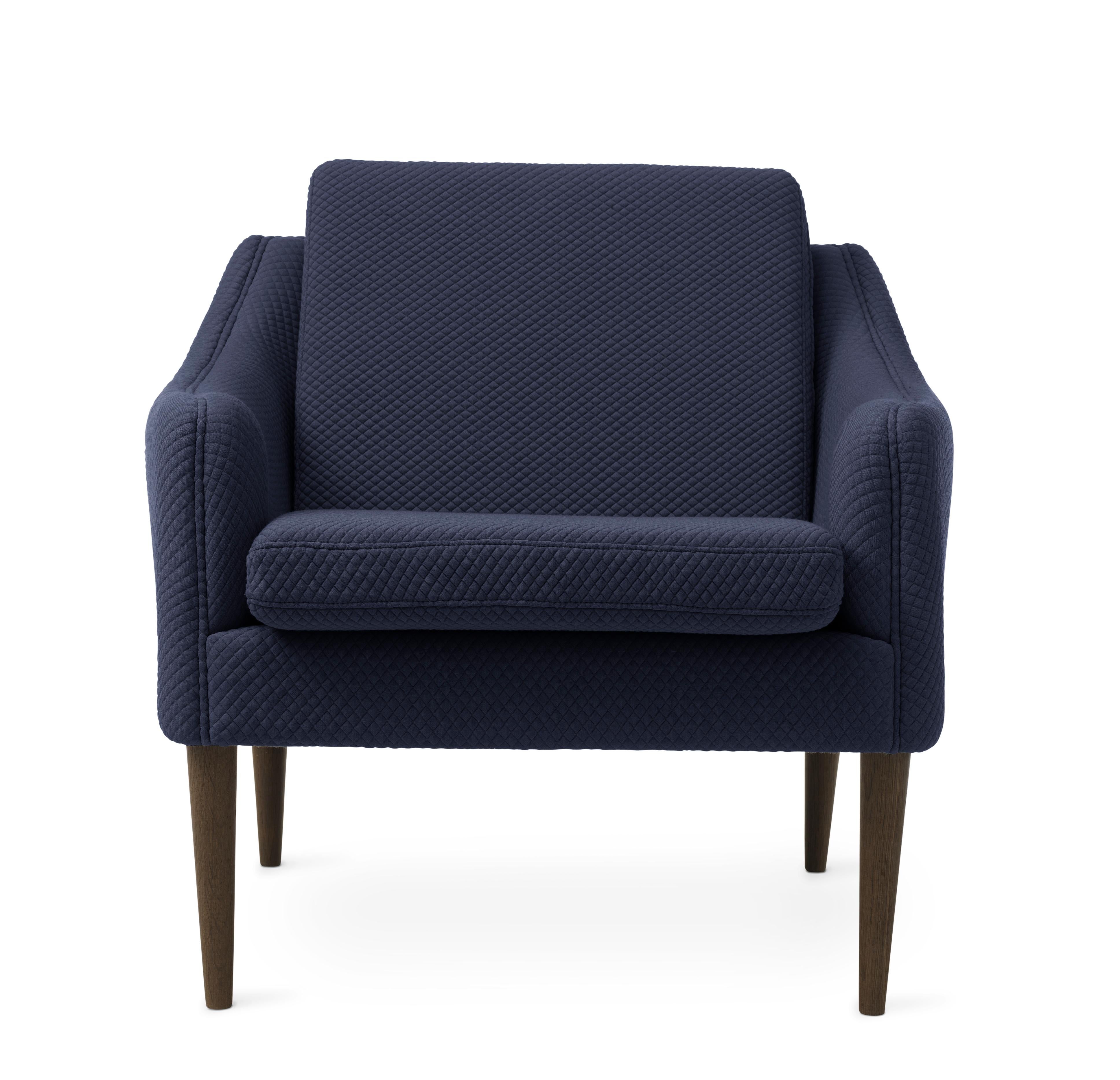 For Sale: Blue (Mosaic 692) Mr. Olsen Lounge Chair with Smoked Oak Legs, by Hans Olsen from Warm Nordic