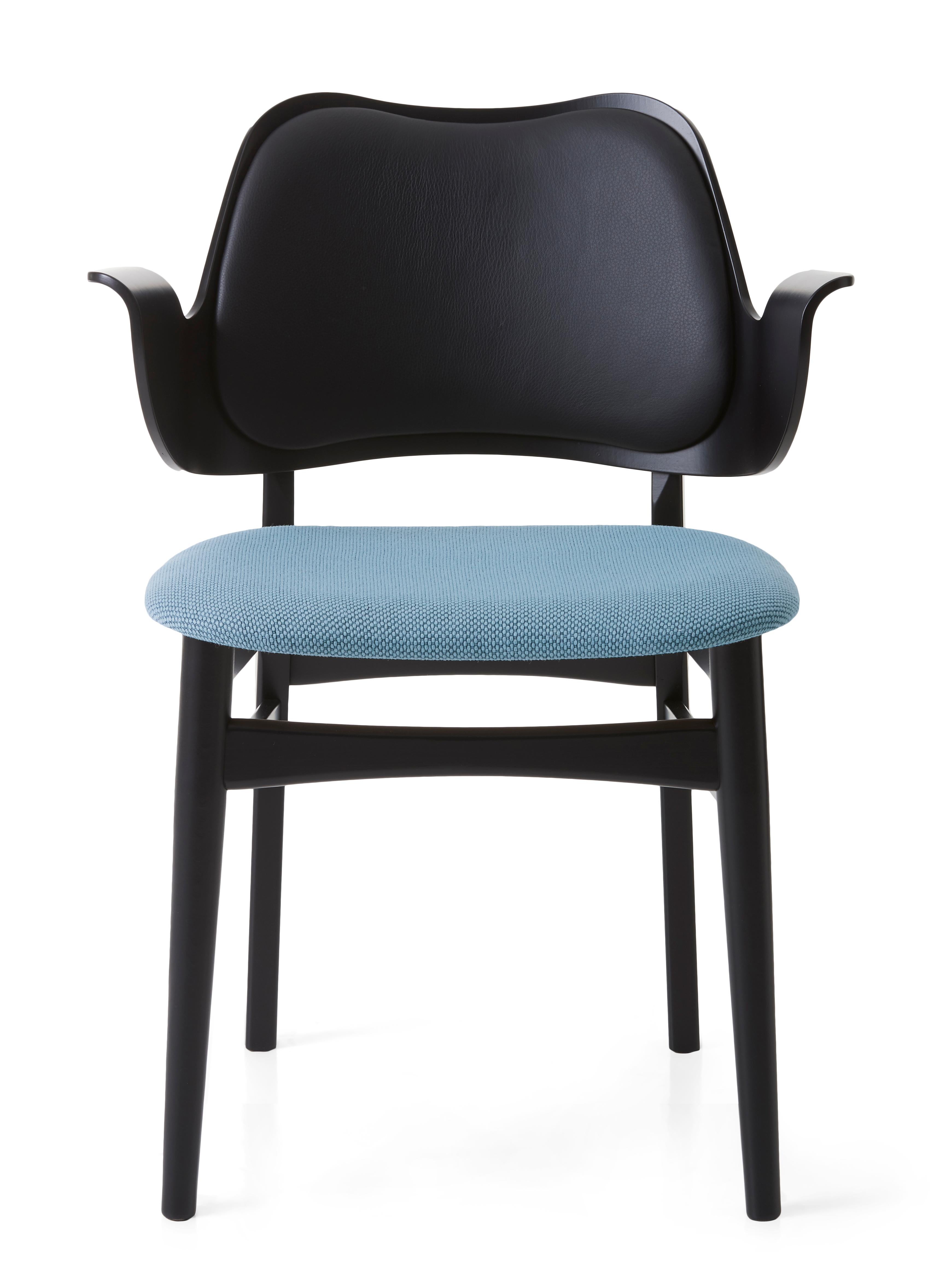 For Sale: Blue (Pres207,Merit011) Gesture Two-Tone Fully Upholstered Chair in Black, by Hans Olsen for Warm Nordic