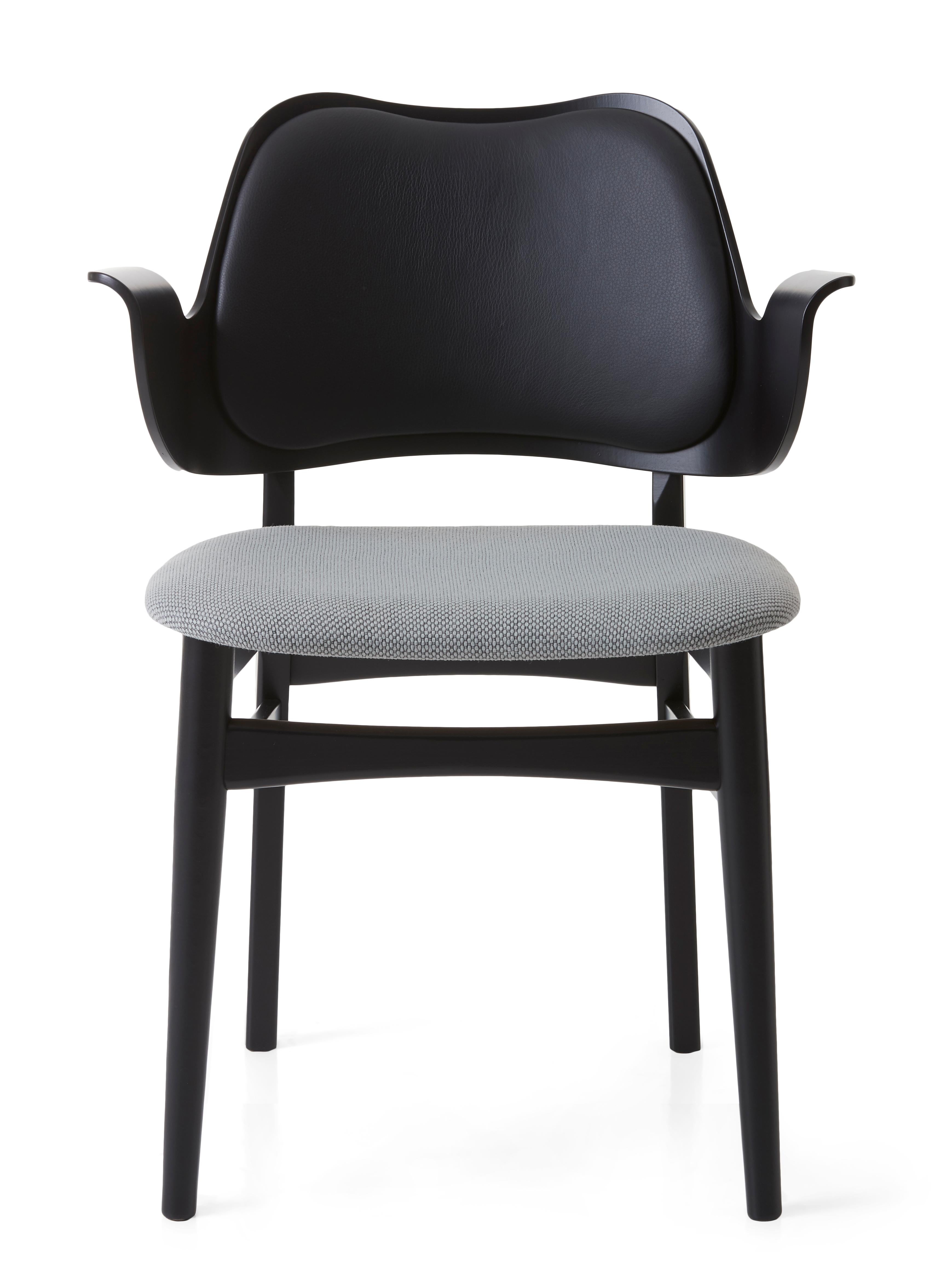 For Sale: Gray (Pres207,Merit016) Gesture Two-Tone Fully Upholstered Chair in Black, by Hans Olsen for Warm Nordic