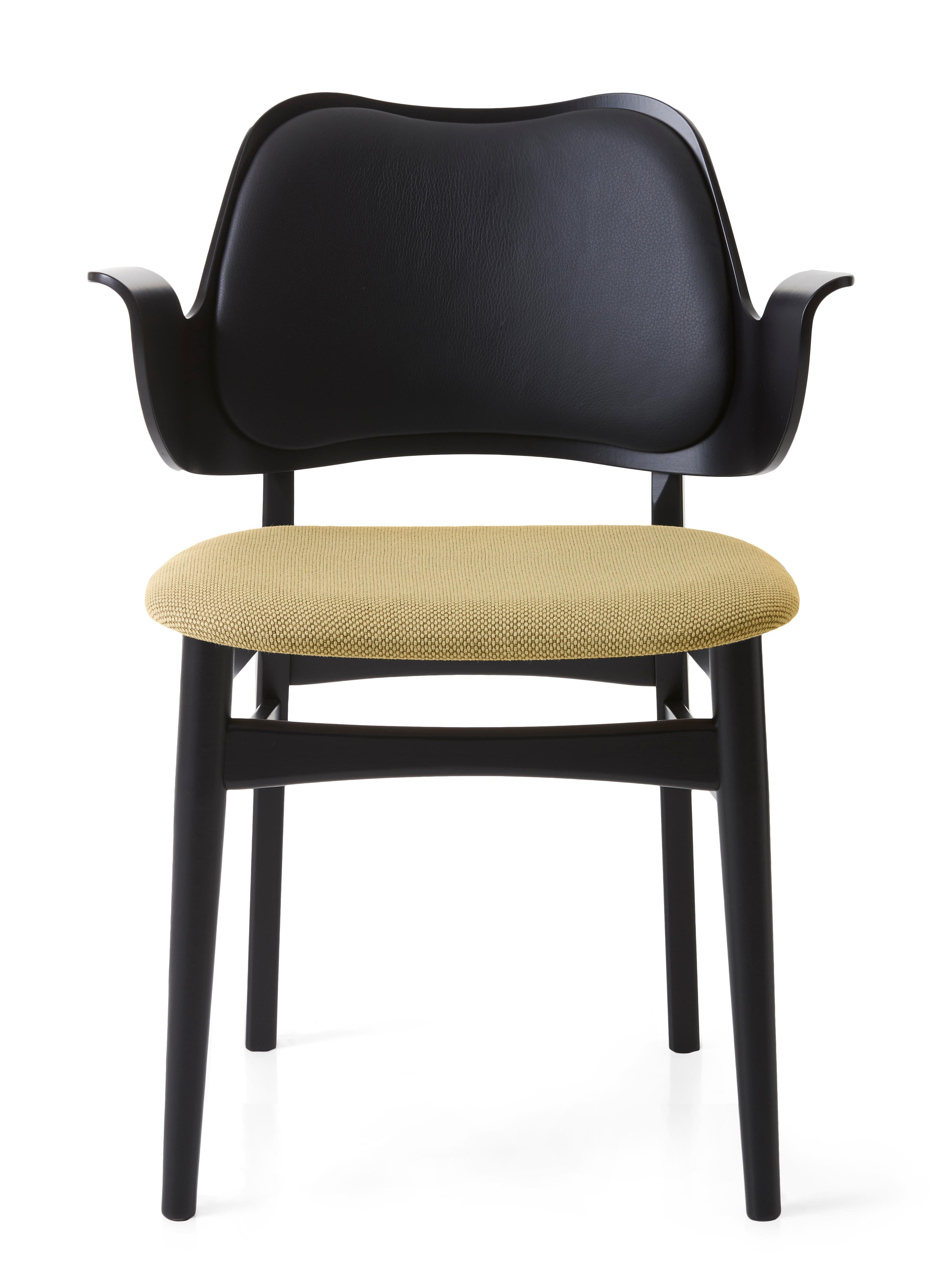 For Sale: Yellow (Pres207,Merit026) Gesture Two-Tone Fully Upholstered Chair in Black, by Hans Olsen for Warm Nordic