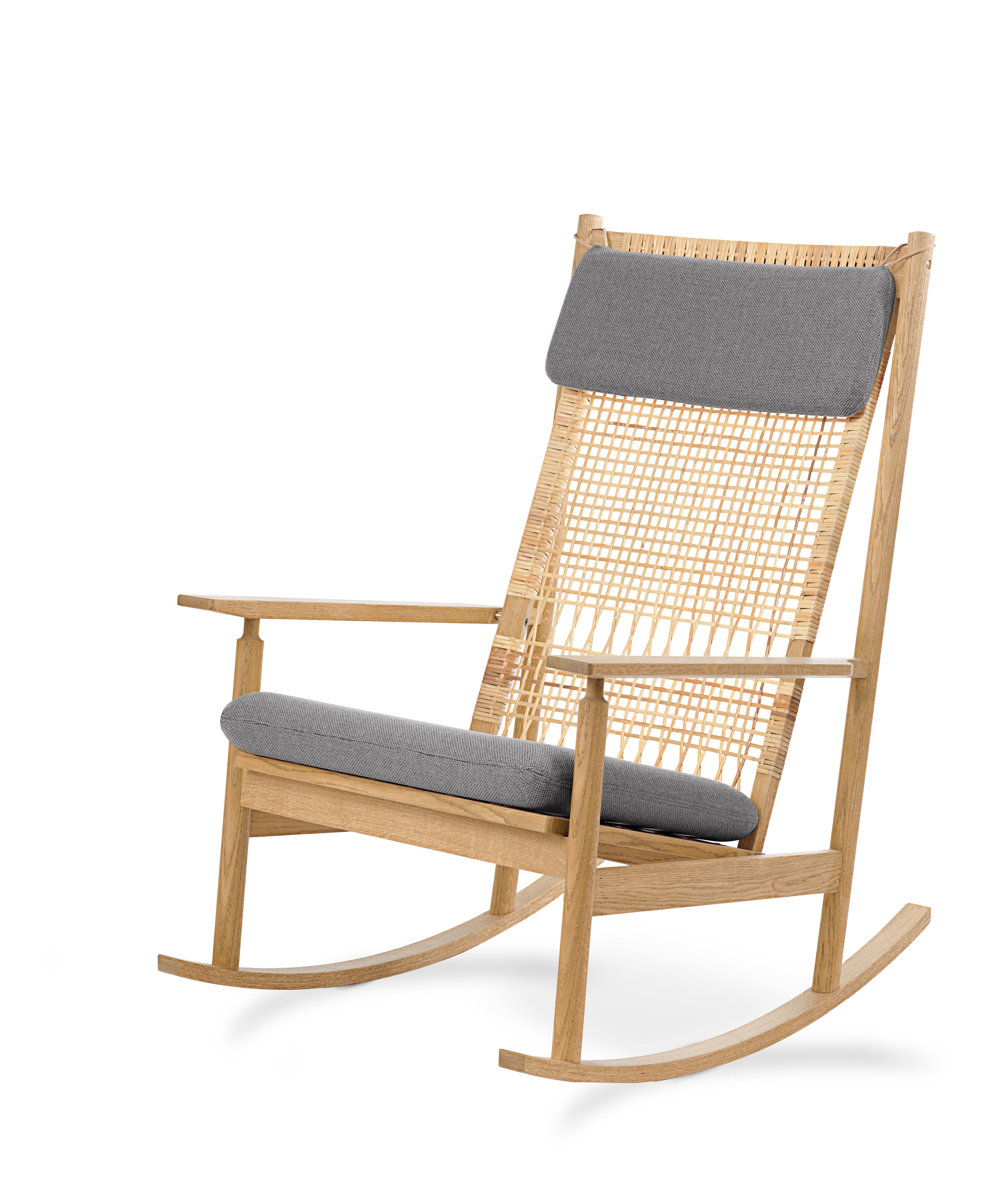 Gray (Rewool 128) Swing Rocking Chair in Oak, by Hans Olsen from Warm Nordic 2