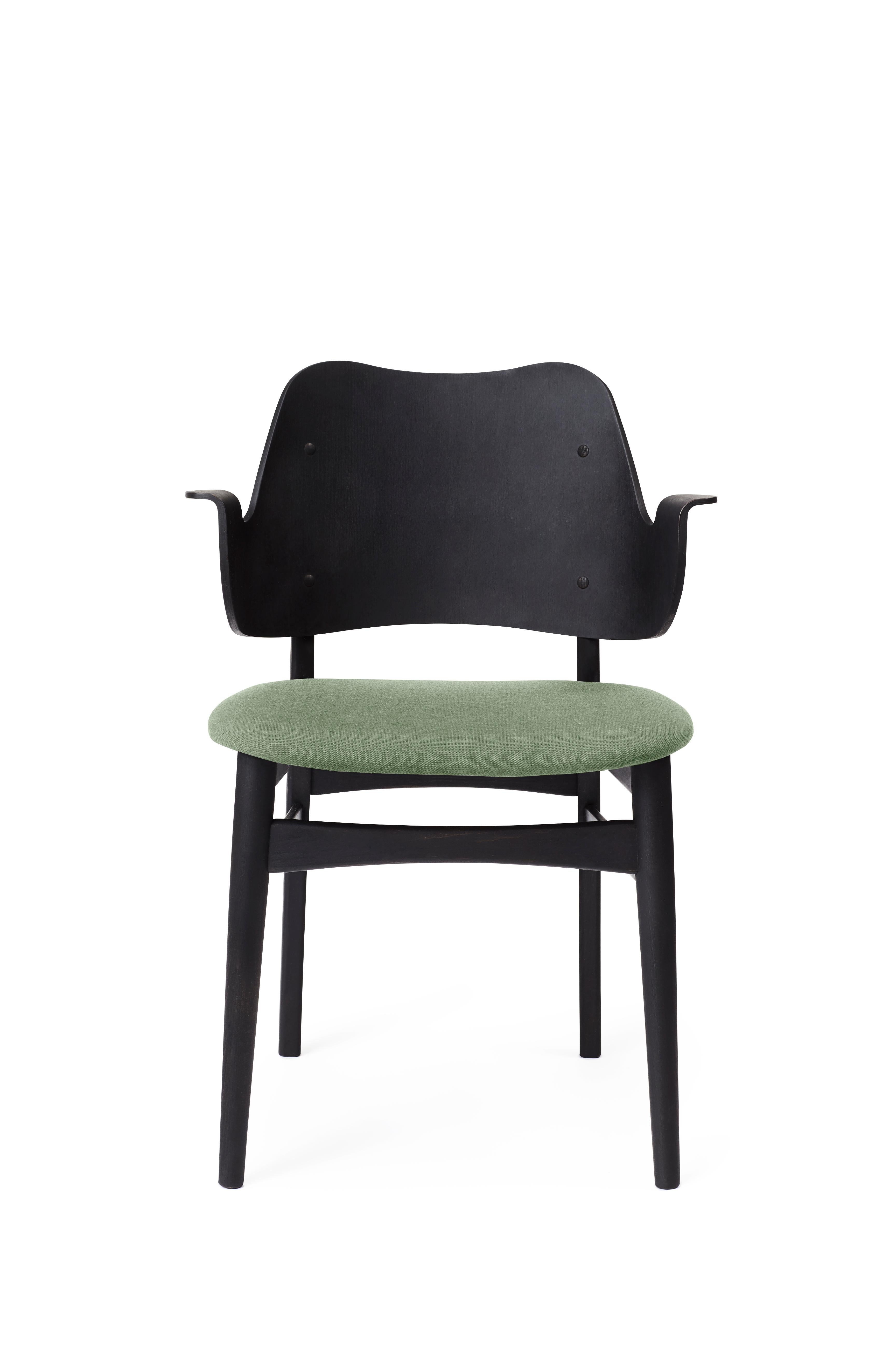 For Sale: Green (Canvas 926) Warm Nordic Gesture Monochrome Fully Upholstered Chair in Black, by Hans Olsen
