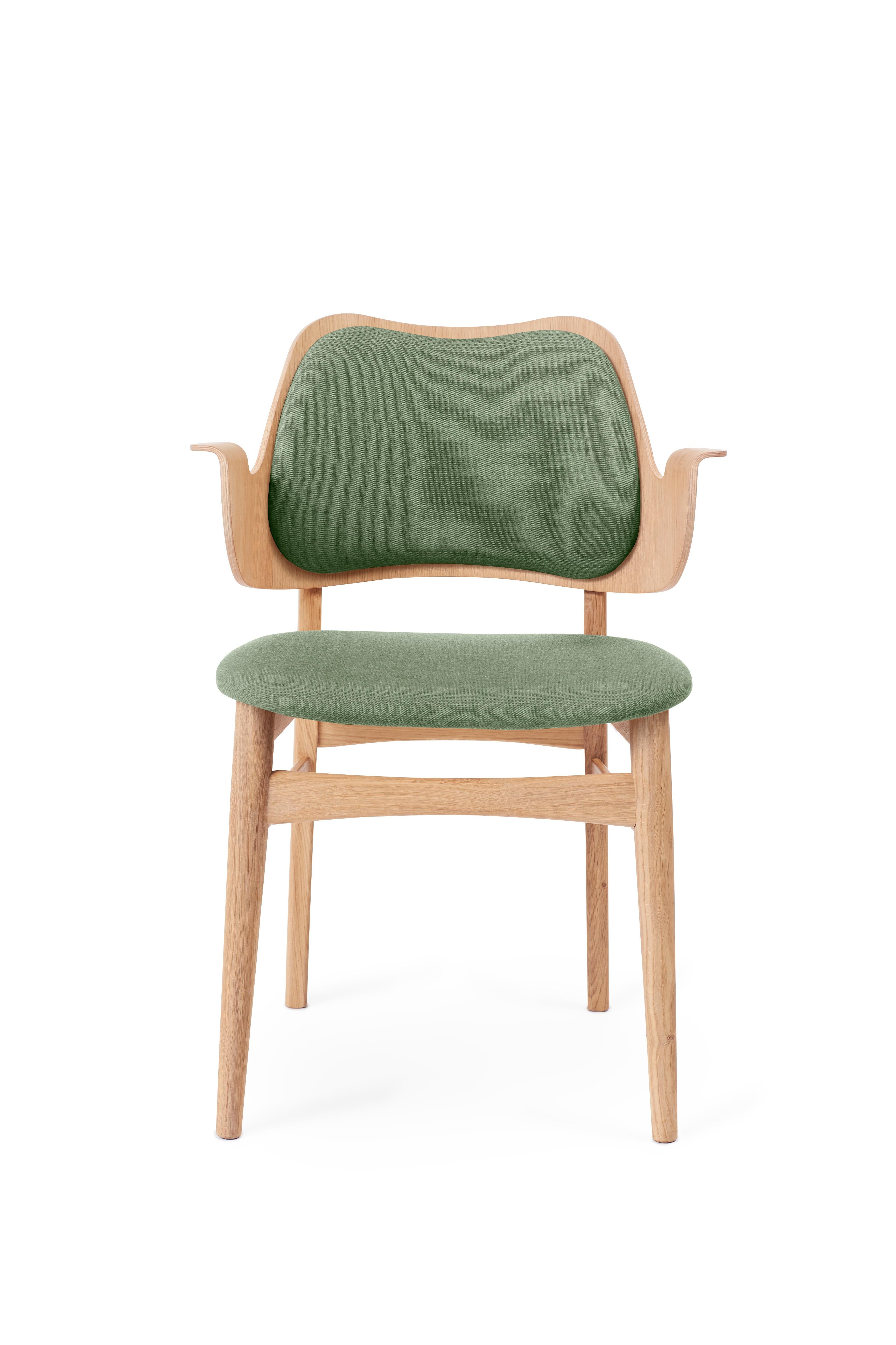 For Sale: Green (Canvas 926) Gesture Monochrome Fully Upholstered Chair in Oak, by Hans Olsen for Warm Nordic