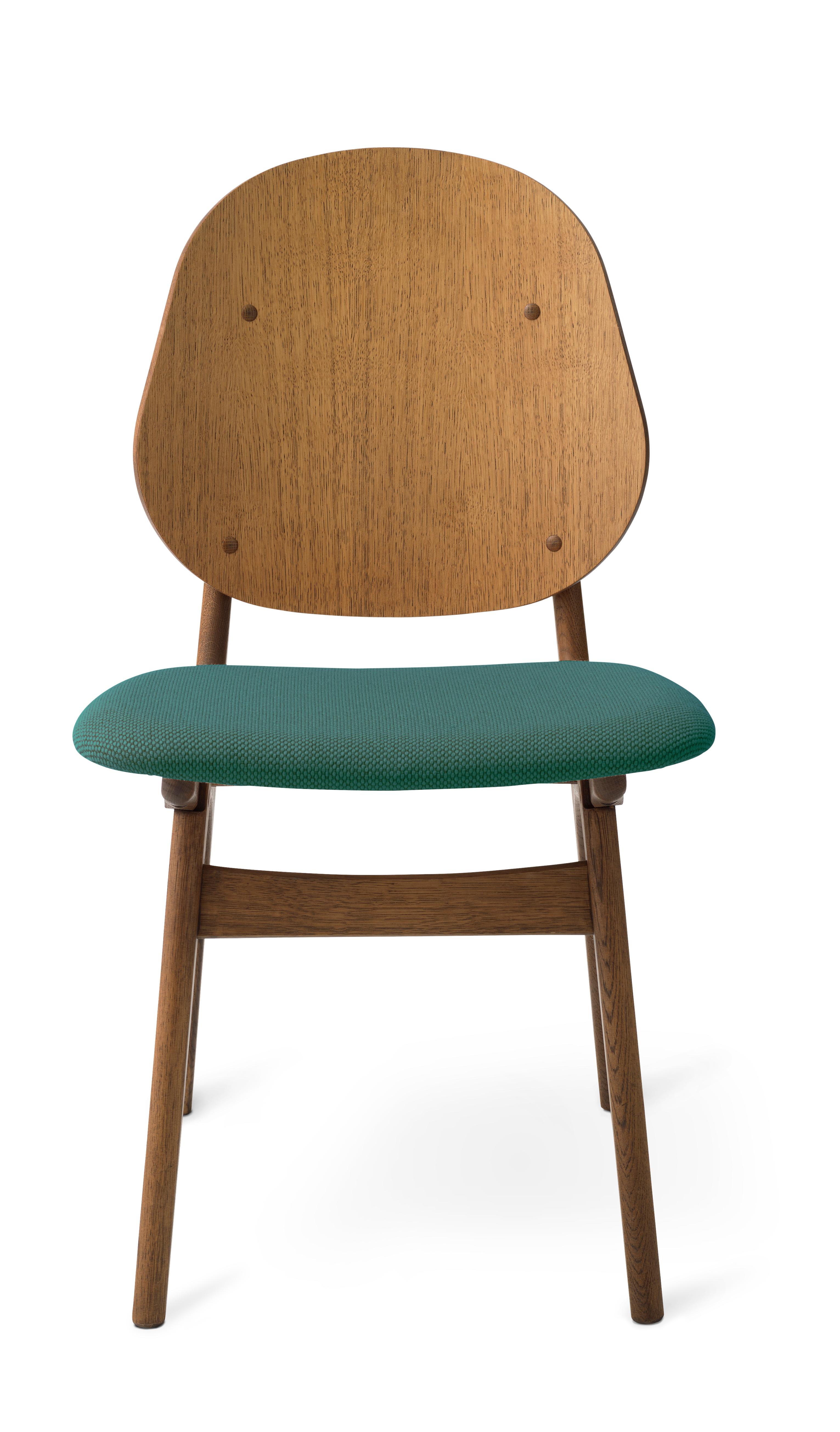 For Sale: Blue (Merit 017) Noble Chair in Teak Oak with Upholstery, by Arne Hovmand-Olsen from Warm Nordic