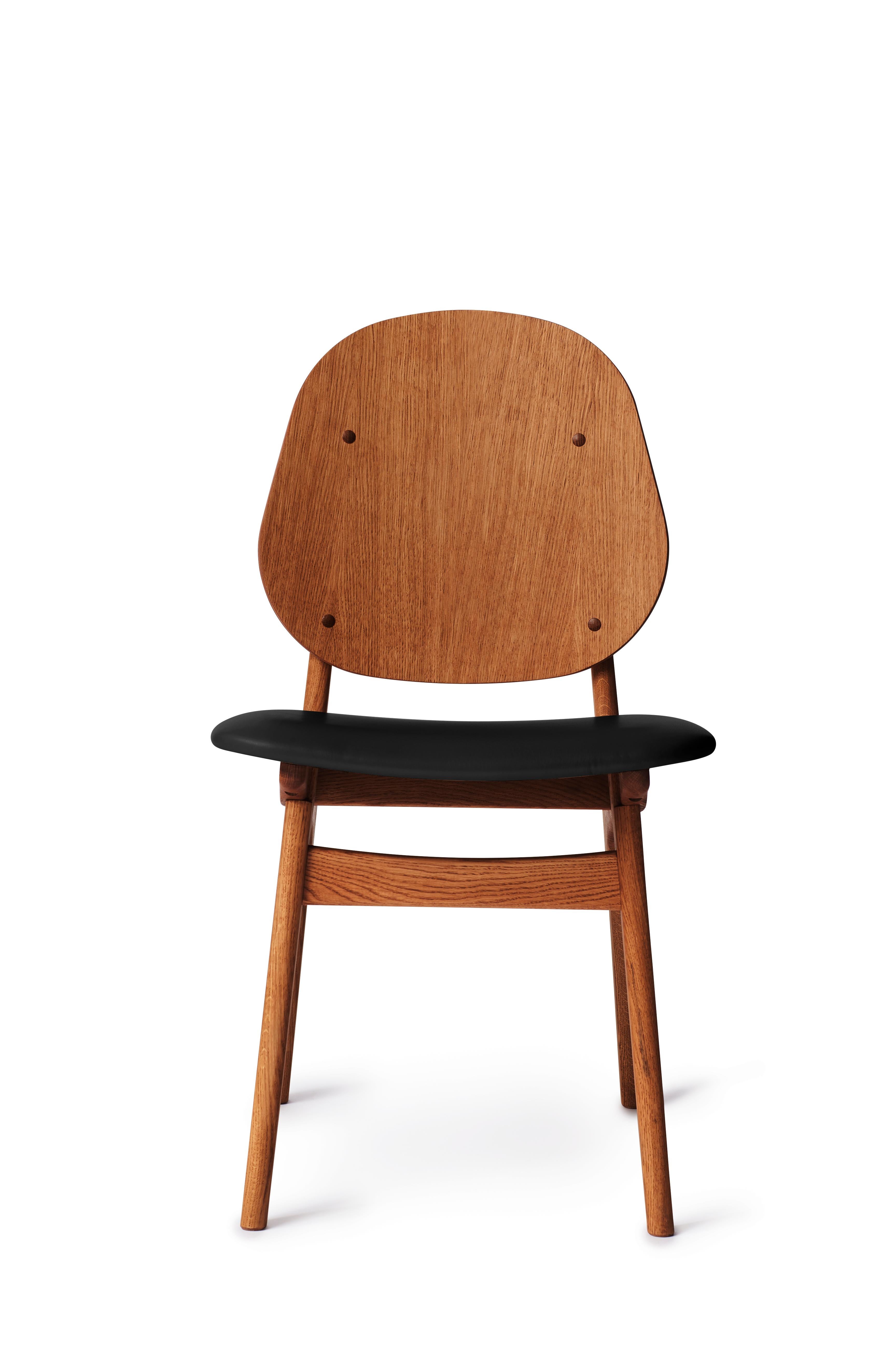 For Sale: Black (Prescott 207) Noble Chair in Teak Oak with Upholstery, by Arne Hovmand-Olsen from Warm Nordic