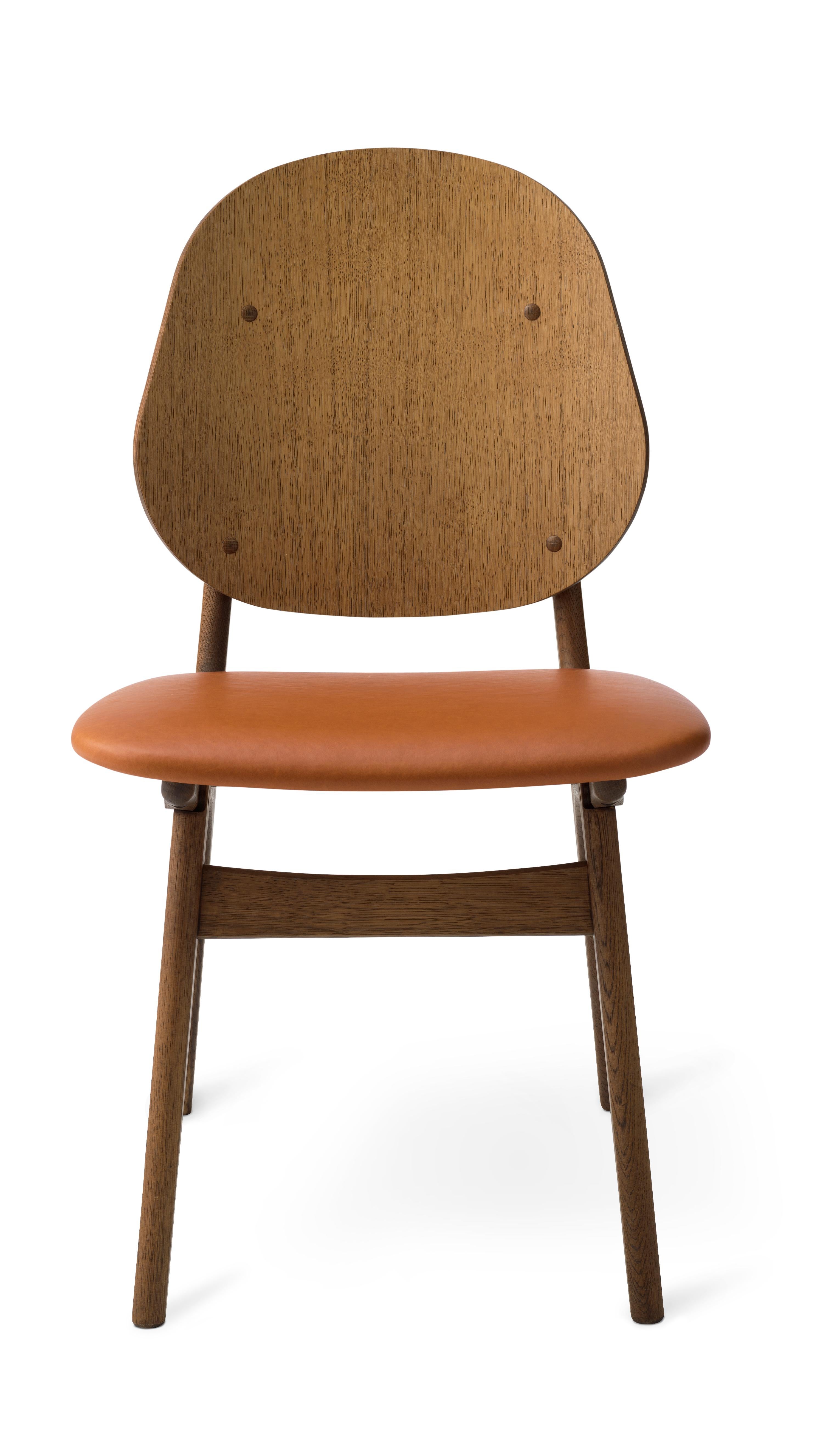 For Sale: Brown (Silk 0250) Noble Chair in Teak Oak with Upholstery, by Arne Hovmand-Olsen from Warm Nordic
