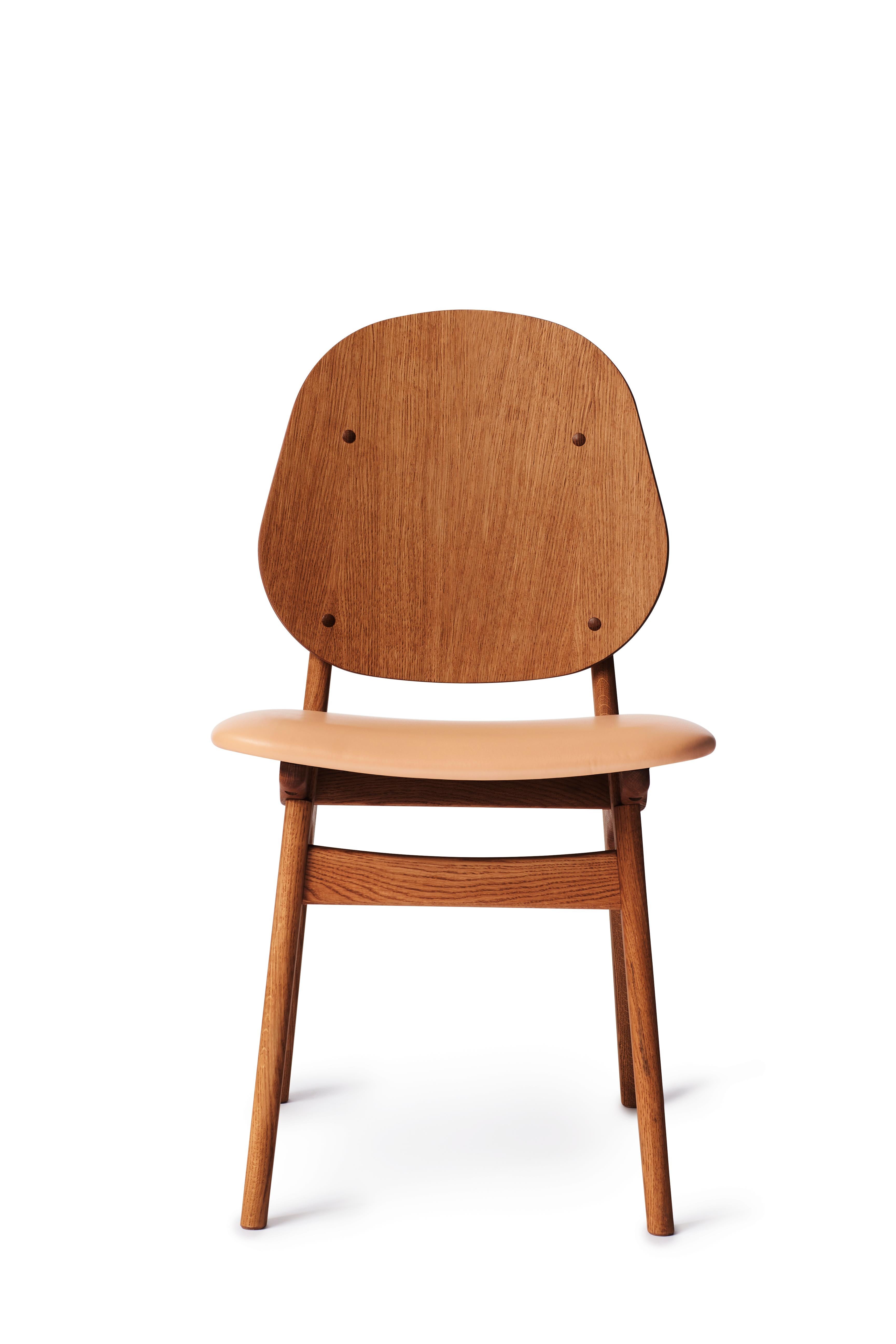 For Sale: Pink (Soavé) Noble Chair in Teak Oak with Upholstery, by Arne Hovmand-Olsen from Warm Nordic