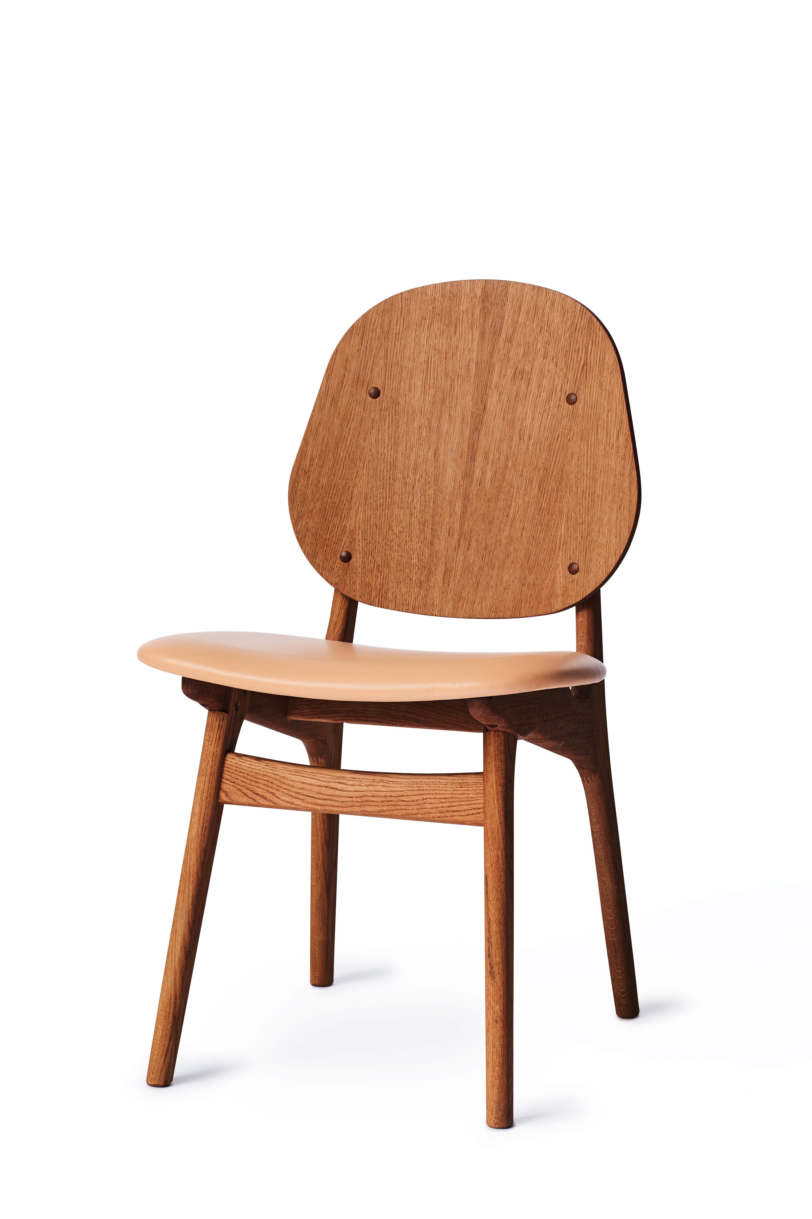 For Sale: Pink (Soavé) Noble Chair in Teak Oak with Upholstery, by Arne Hovmand-Olsen from Warm Nordic 2