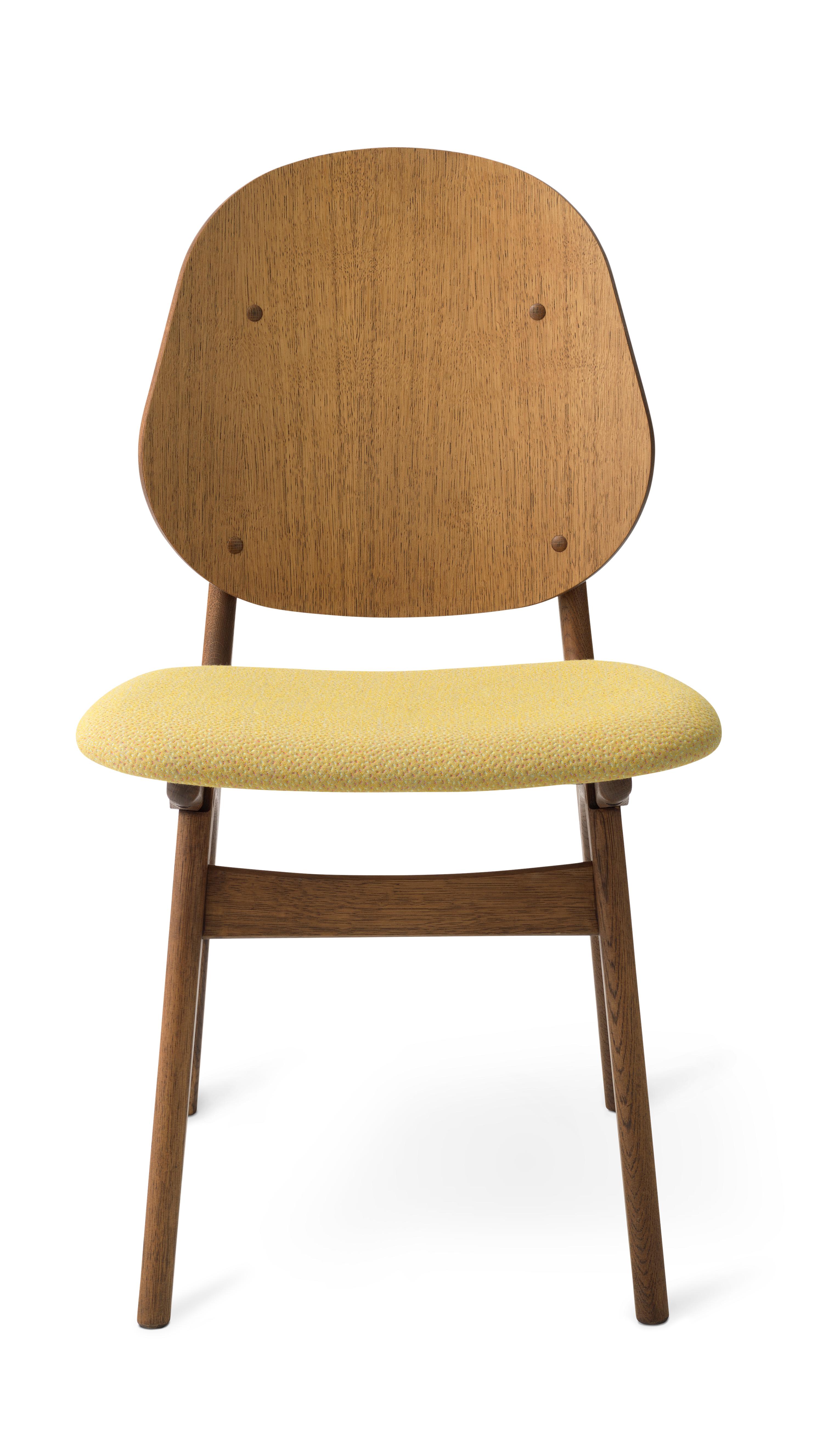 For Sale: Yellow (Sprinkles 424) Noble Chair in Teak Oak with Upholstery, by Arne Hovmand-Olsen from Warm Nordic