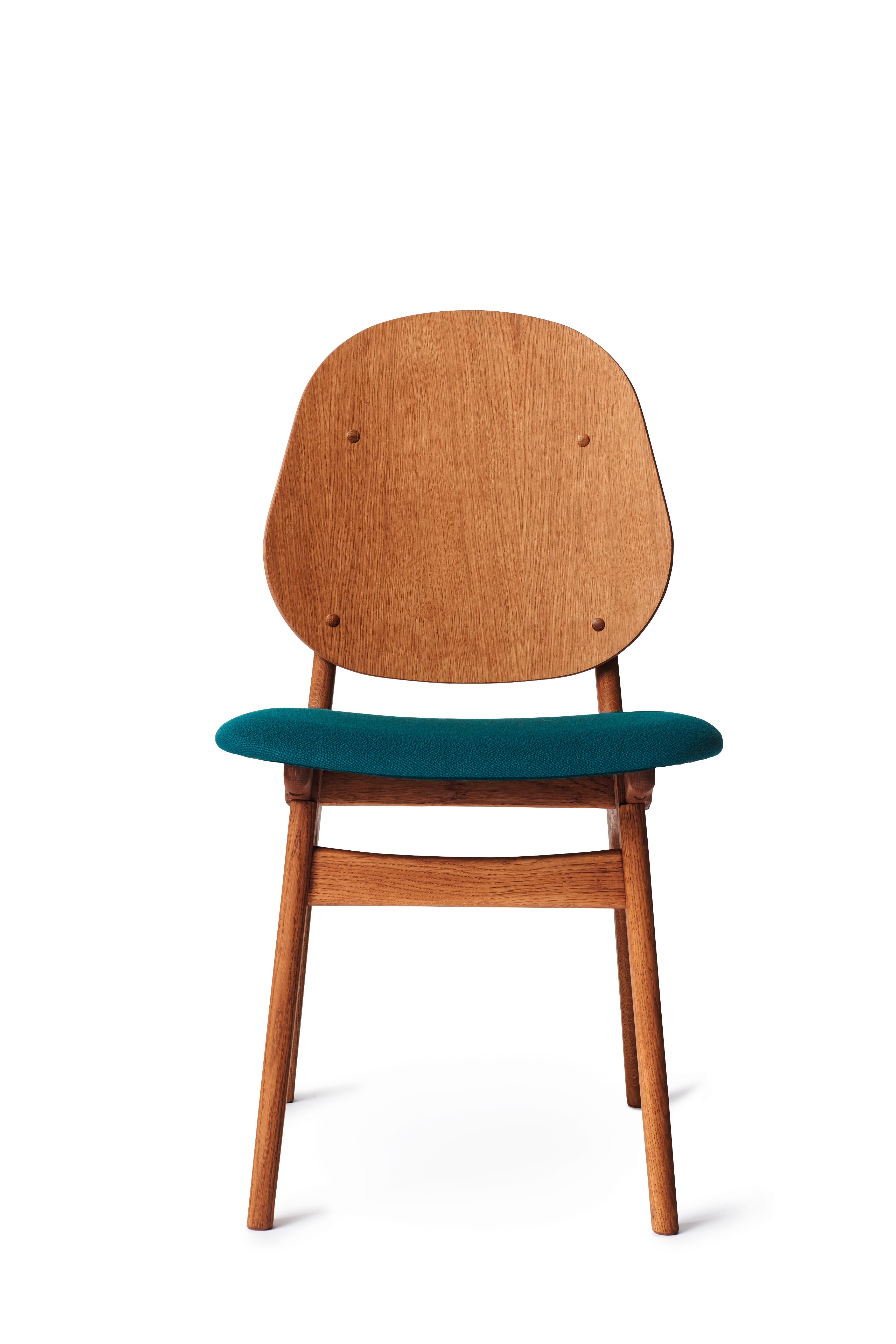 For Sale: Blue (Vidar 872) Noble Chair in Teak Oak with Upholstery, by Arne Hovmand-Olsen from Warm Nordic