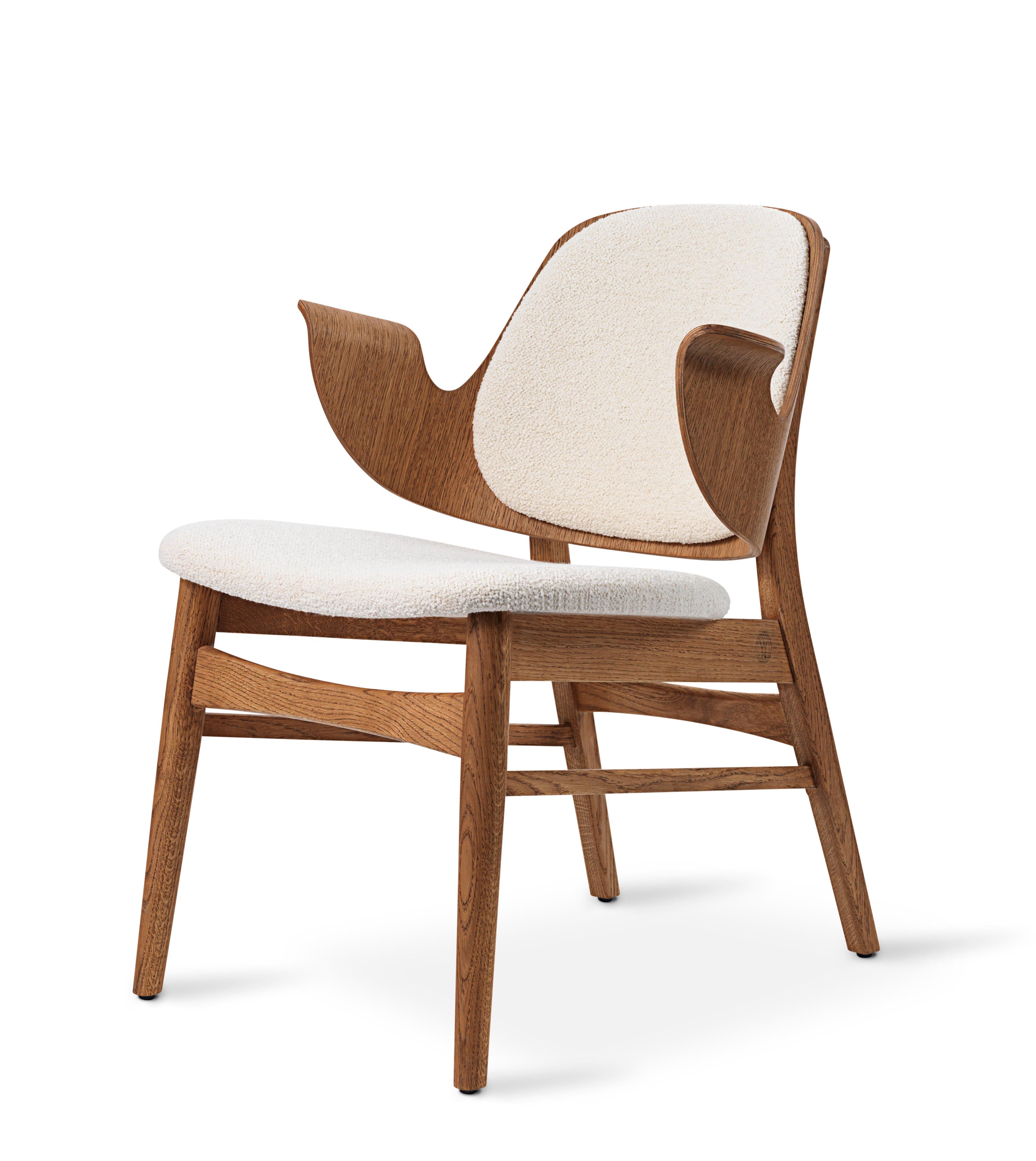 For Sale: White (Barnum 24) Warm Nordic Gesture Monochrome Fully Upholstered Lounge Chair in Teak Oak 2