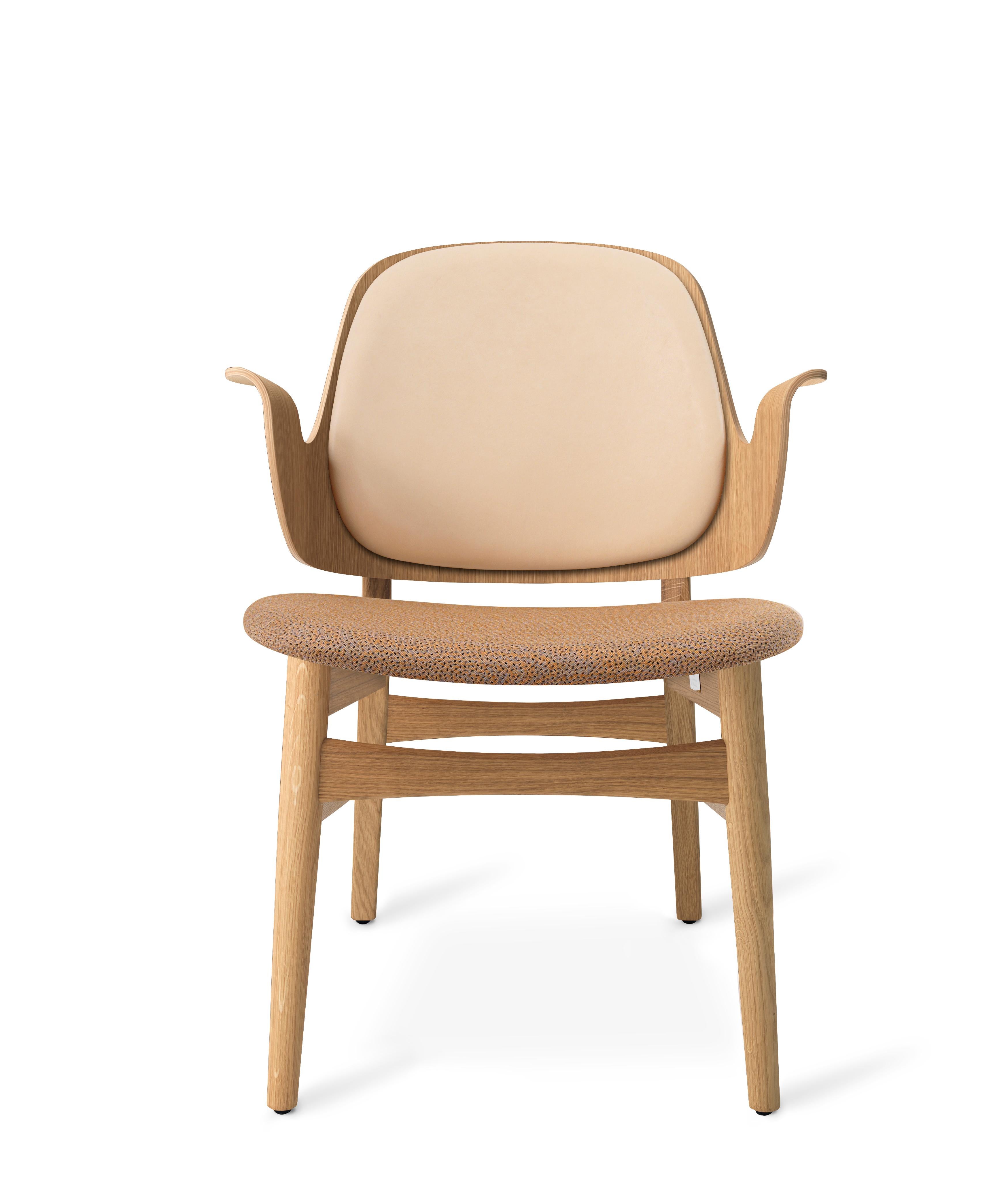 For Sale: Beige (Vegetal/Sprinkles254) Gesture Monochrome Fully Upholstered Lounge Chair in Oak, by Hans Olsen
